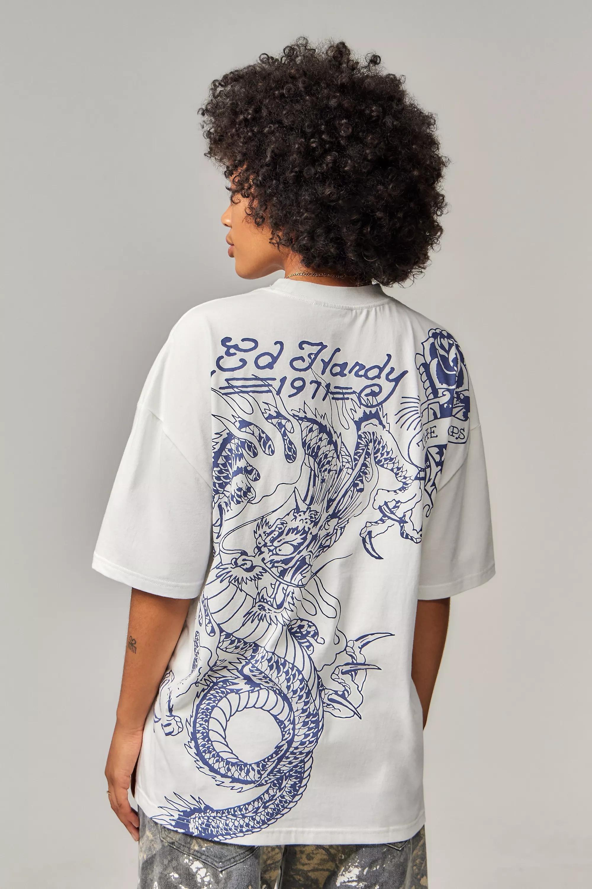 White Ed Hardy Uo Exclusive Dragon T-Shirt, , large image number 1