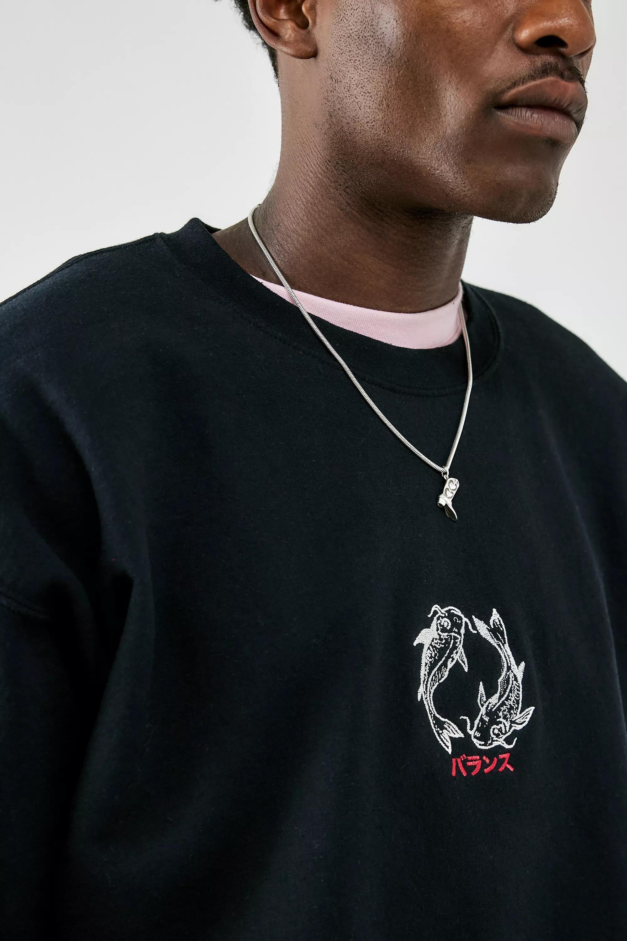 Black Uo Fish Embroidered Sweatshirt, , large image number 2