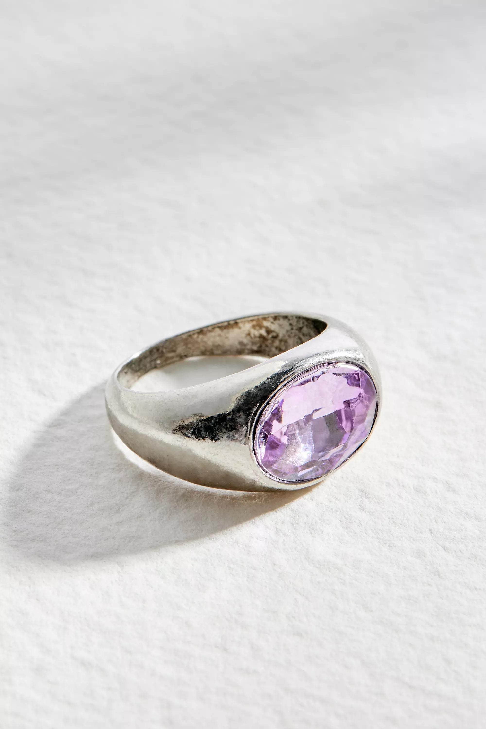 Silver Silence + Noise Purple Gem Ring, , large image number 0