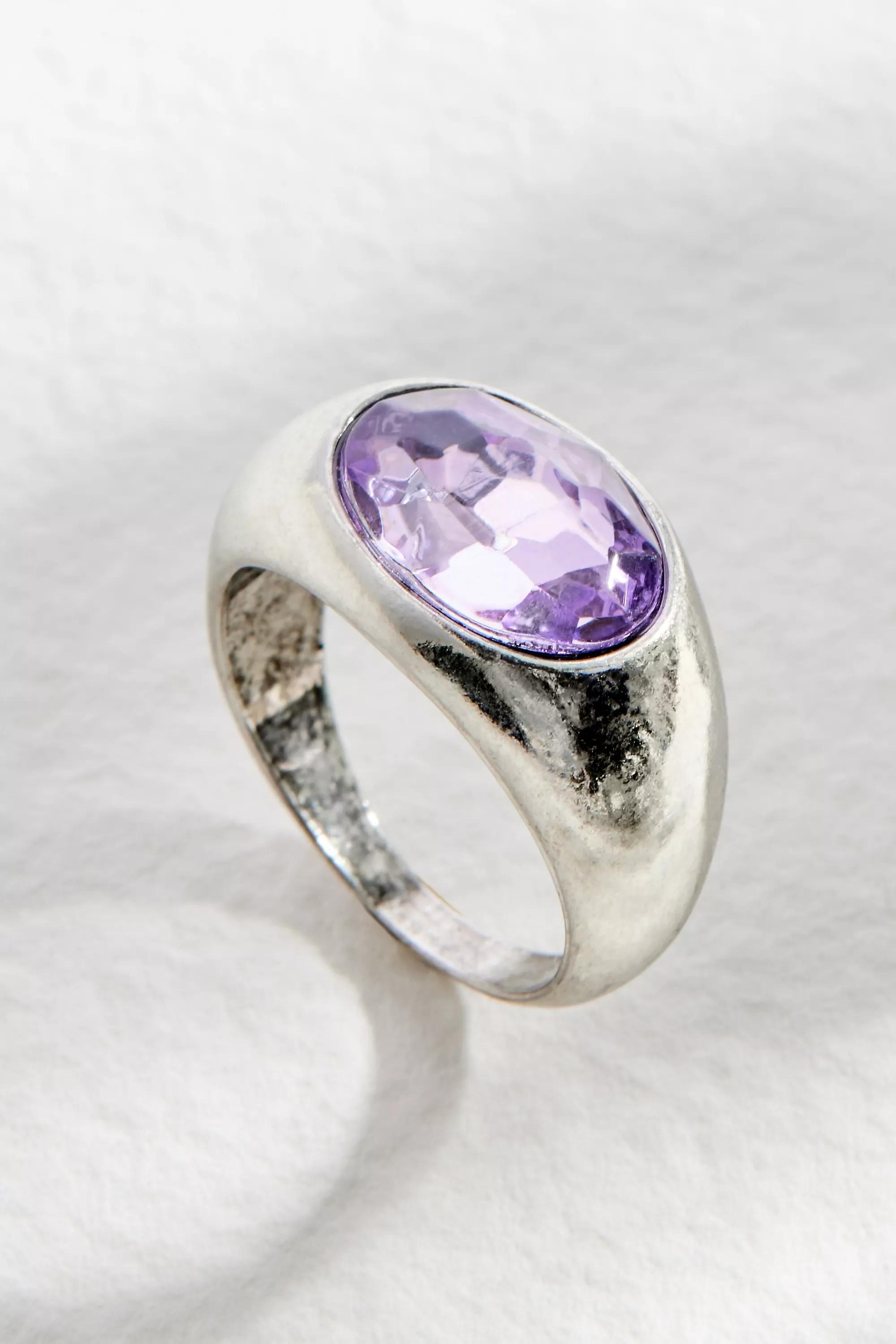 Silver Silence + Noise Purple Gem Ring, , large image number 1