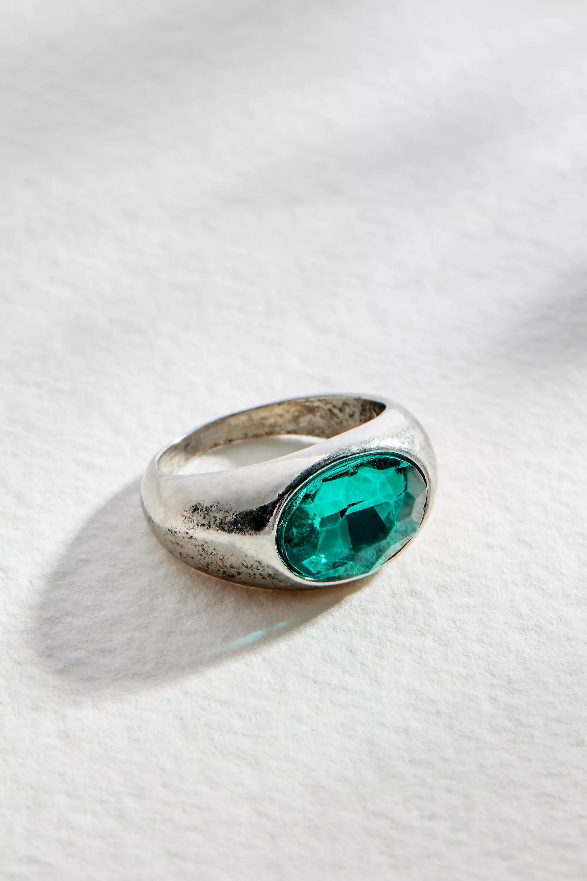 Silver Silence + Noise Green Gem Ring, , large image number 0