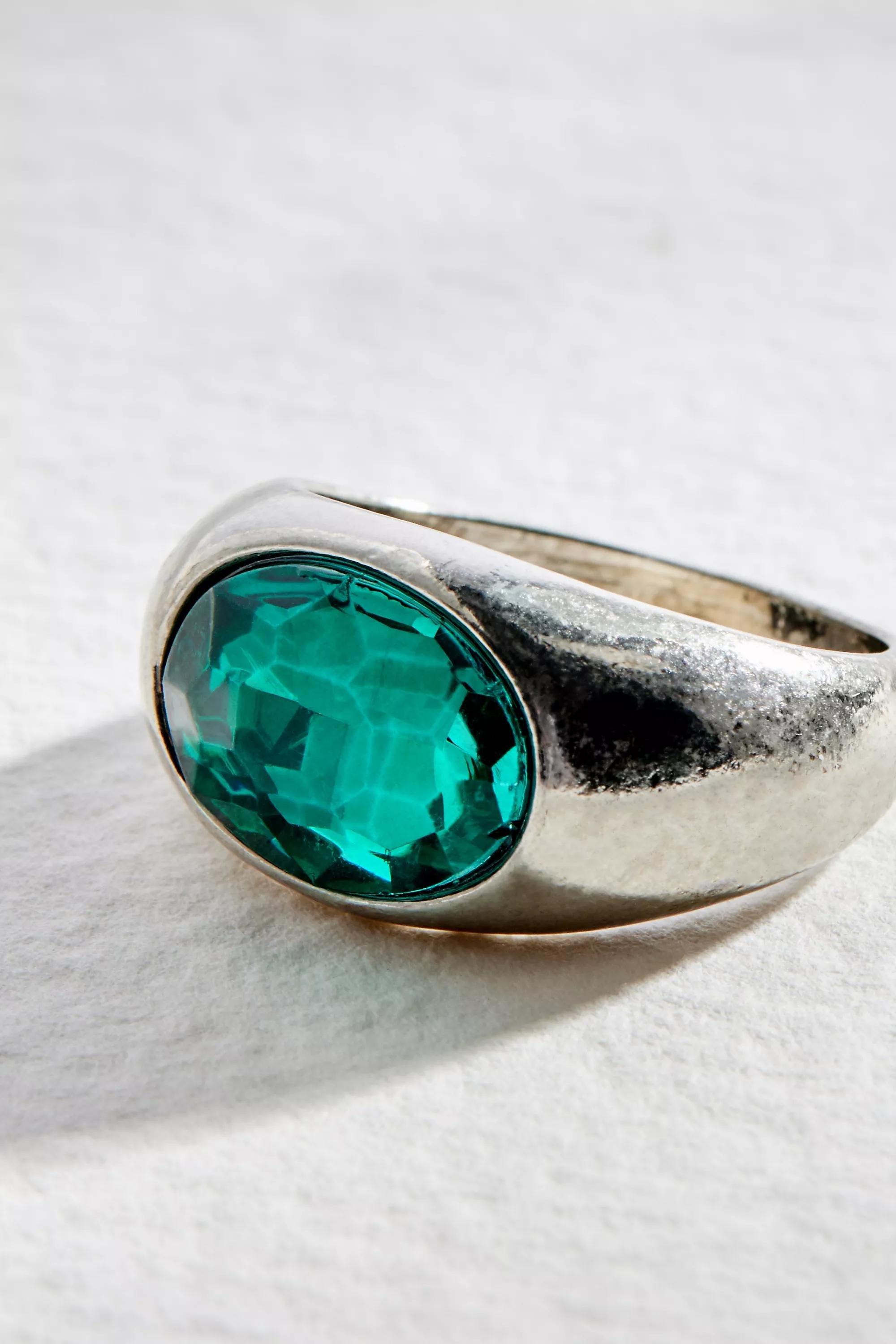 Silver Silence + Noise Green Gem Ring, , large image number 1
