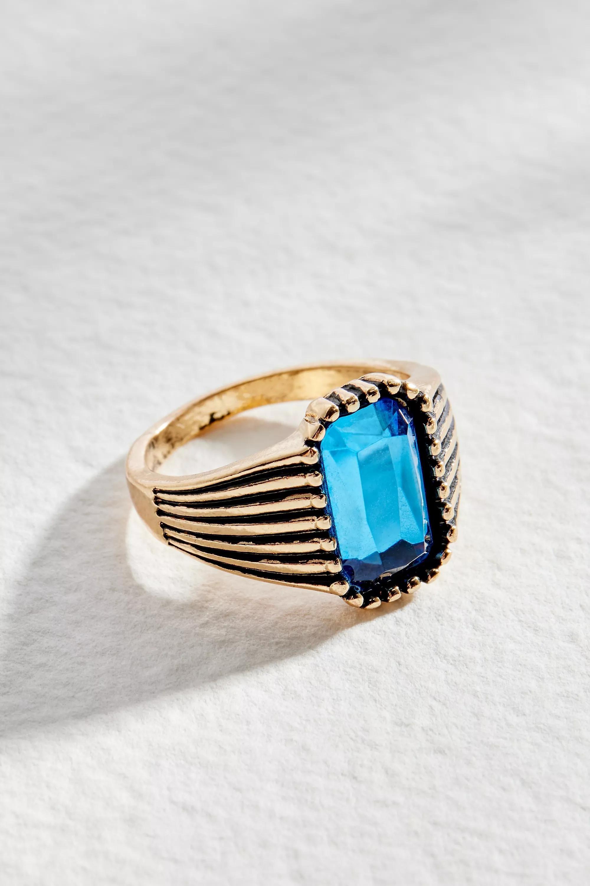 Gold Silence + Noise Blue Gem Ring, , large image number 1