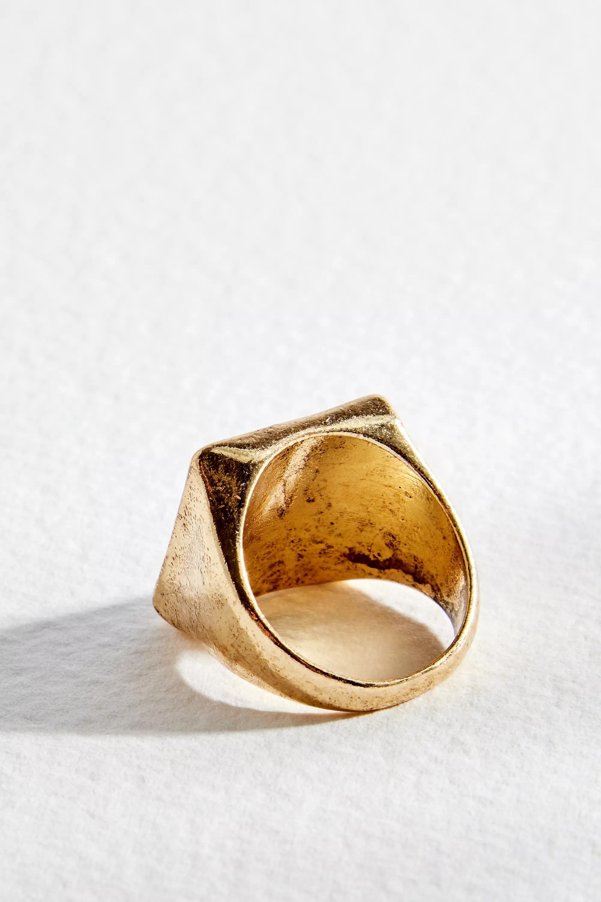 Gold Silence + Noise Leopard Print Square Ring, , large image number 1