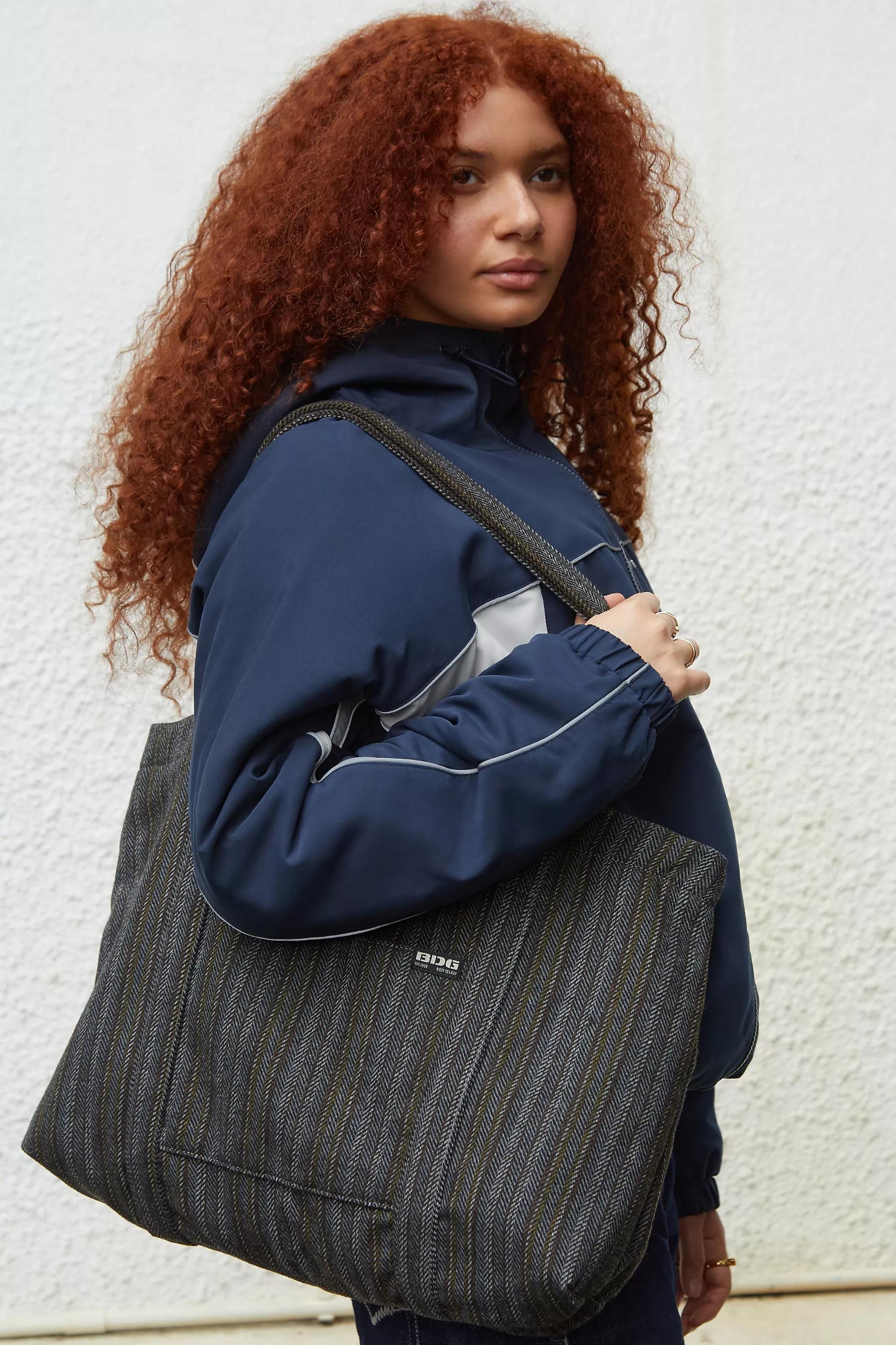 Grey Bdg Striped Tote Bag, GREY, large image number 0