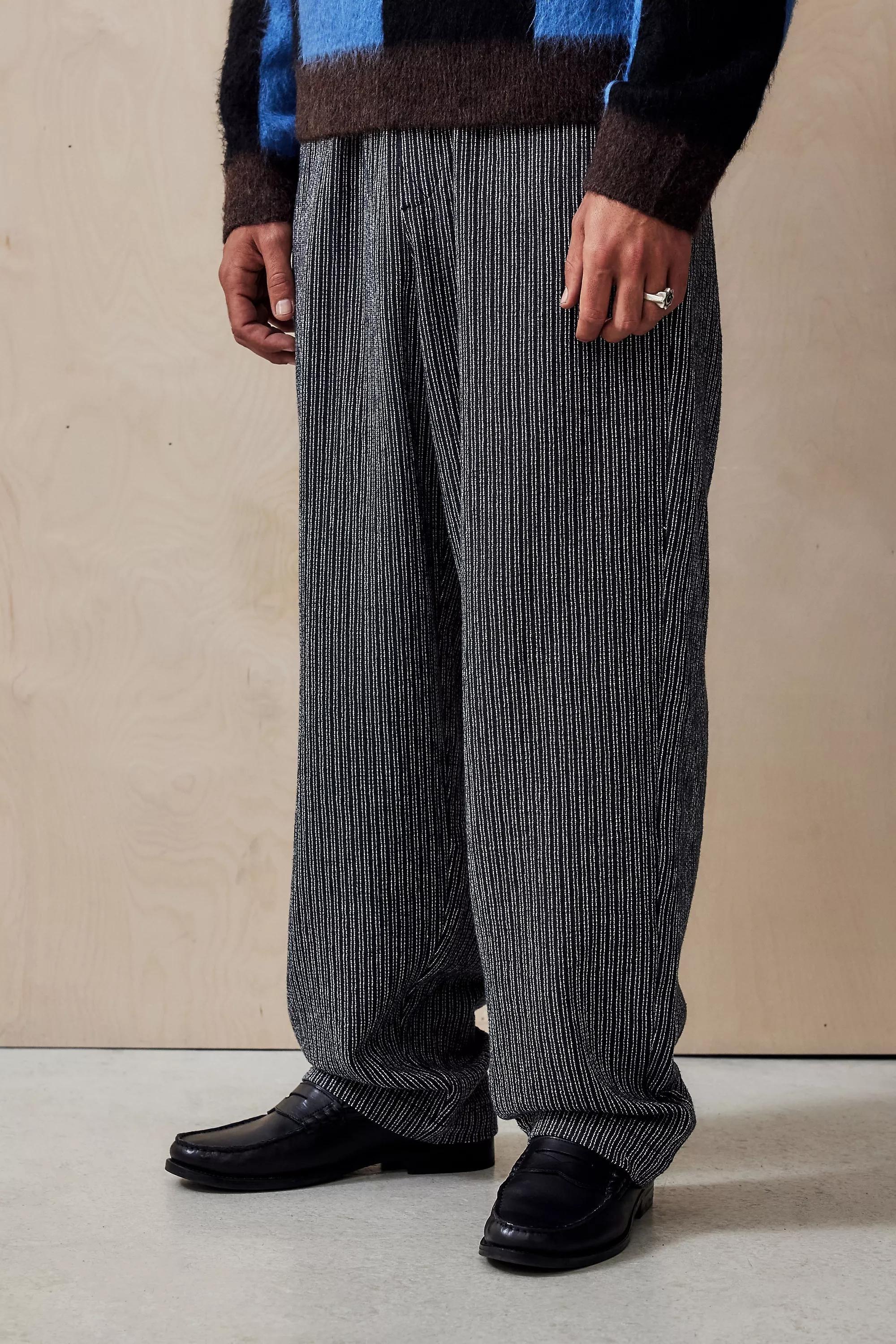Black Loom Black Flood Textured Stripe Trousers, , large image number 0