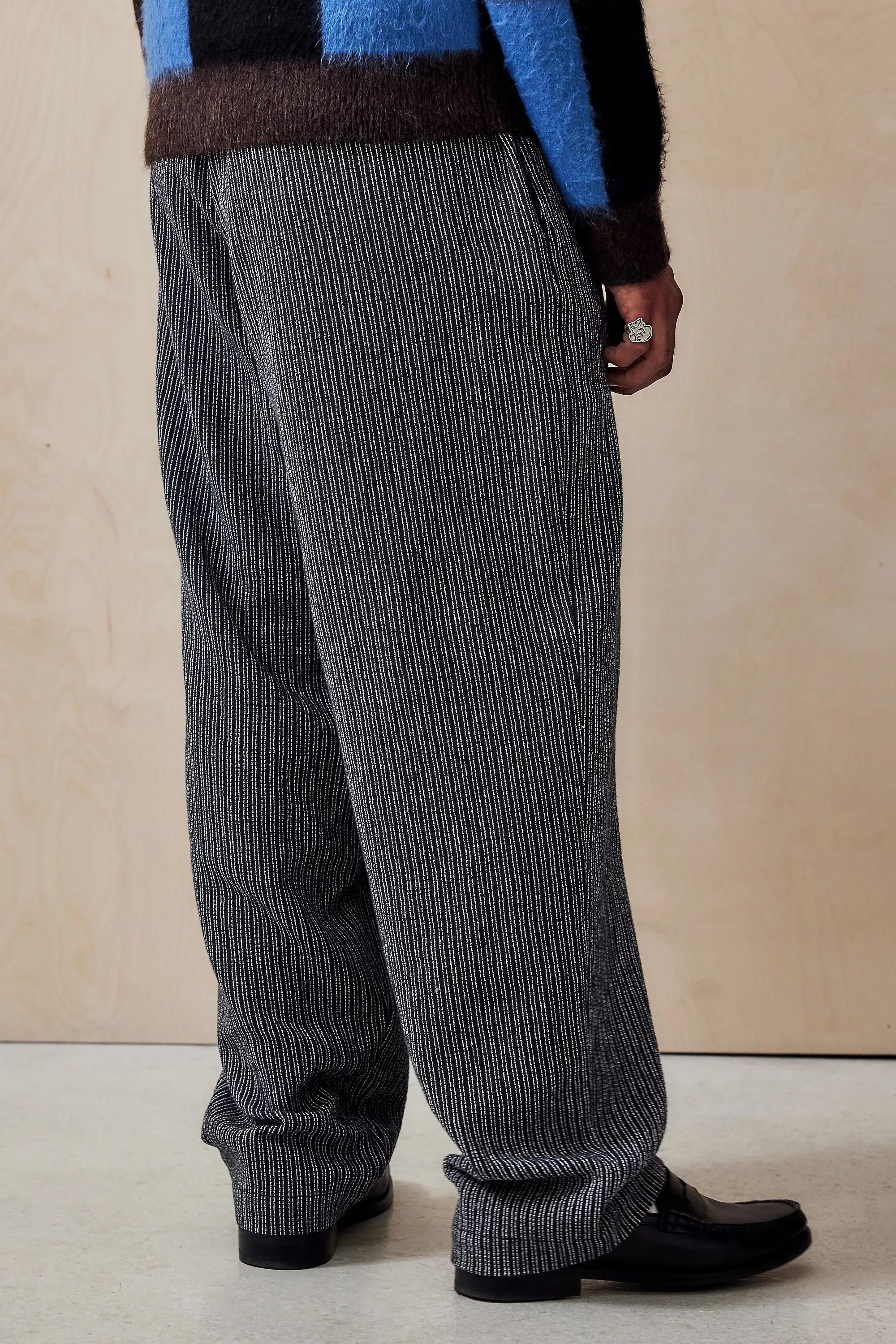 Black Loom Black Flood Textured Stripe Trousers, , large image number 2