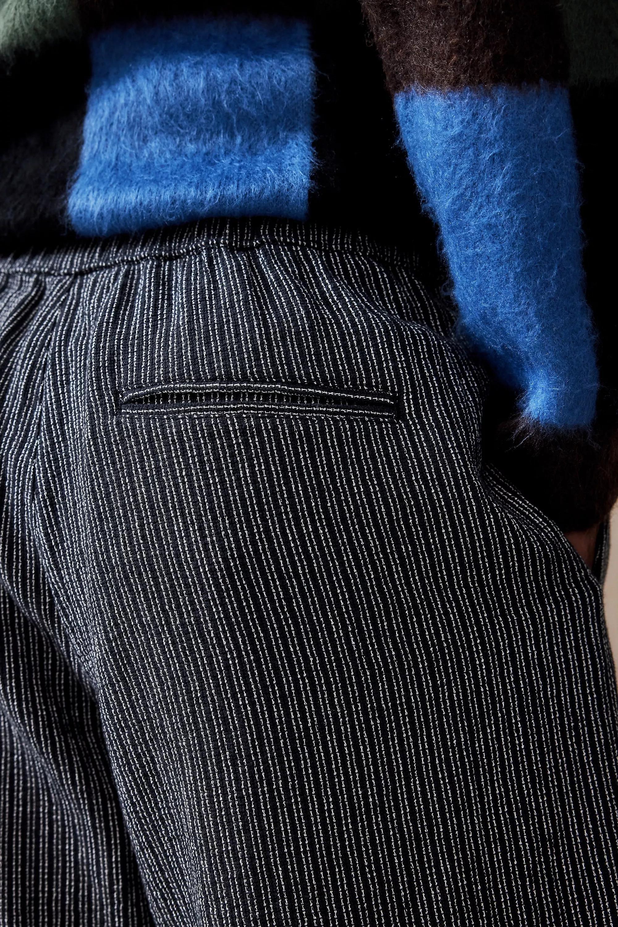 Black Loom Black Flood Textured Stripe Trousers, , large image number 3