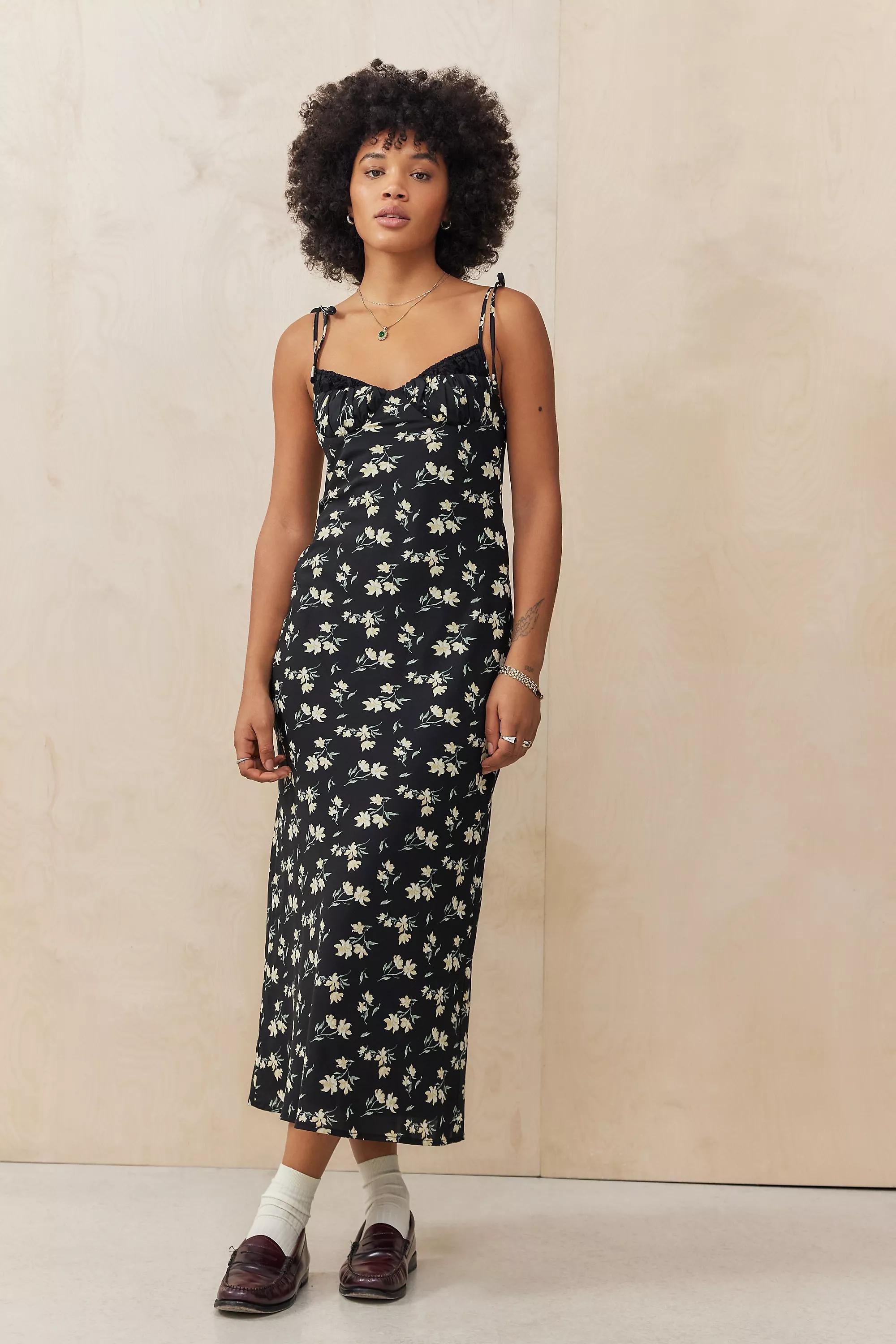 Black Kiss The Sky Uo Exclusive Iris Floral Midi Dress, , large image number 0