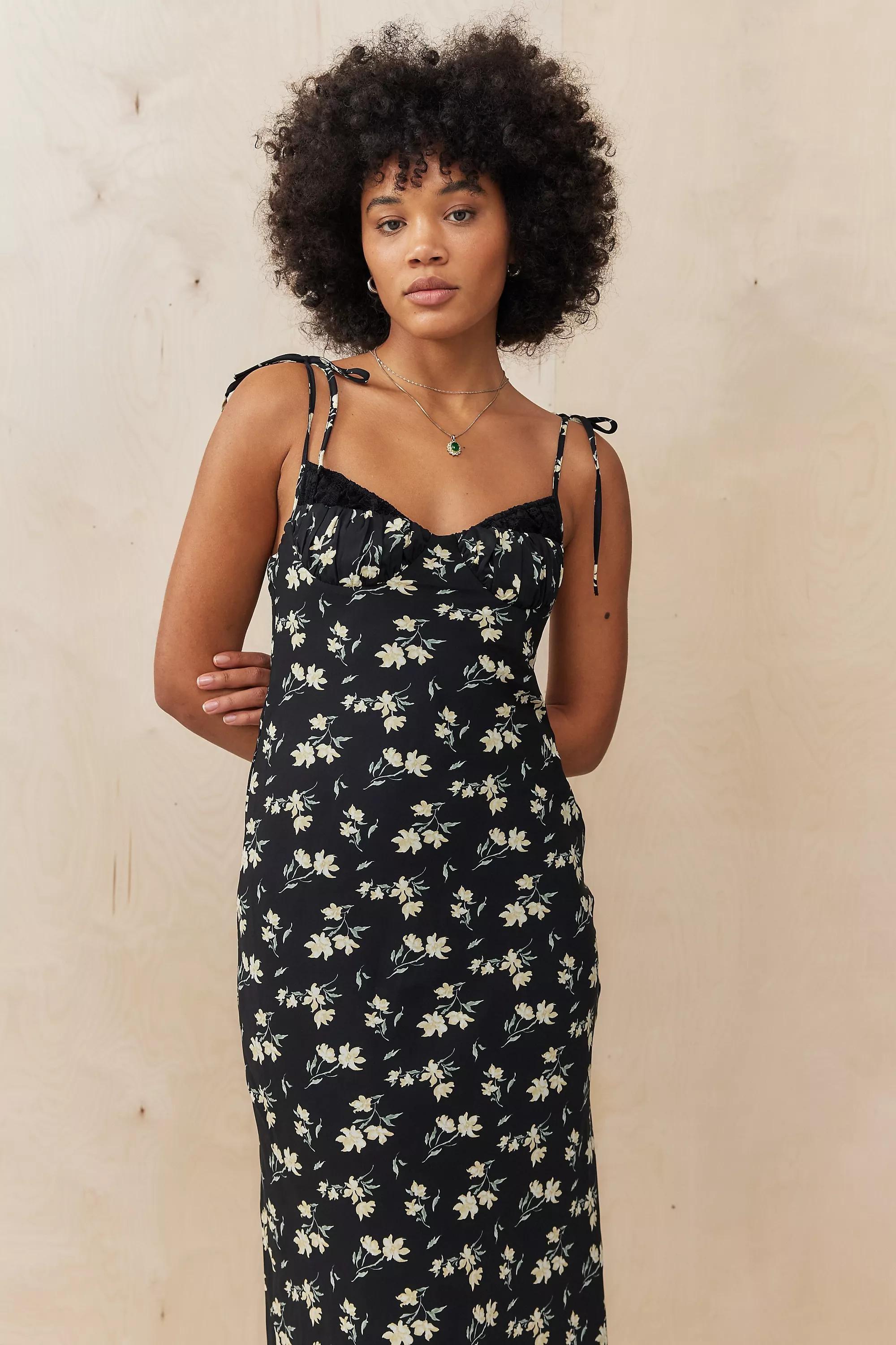 Black Kiss The Sky Uo Exclusive Iris Floral Midi Dress, , large image number 1