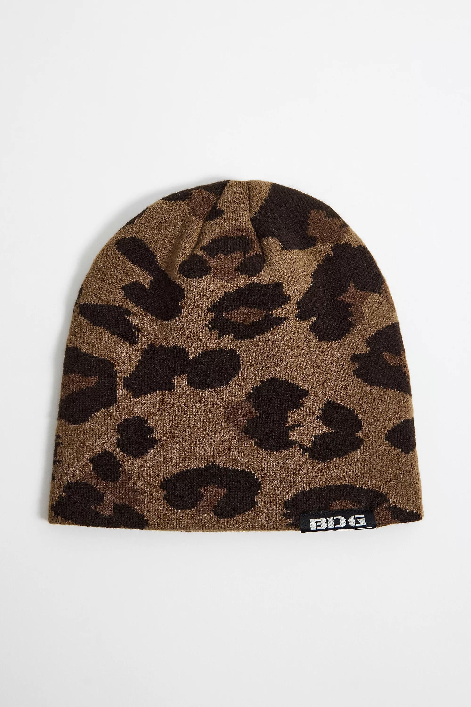 Brown UO Leopard Beanie, BRN, large image number 0