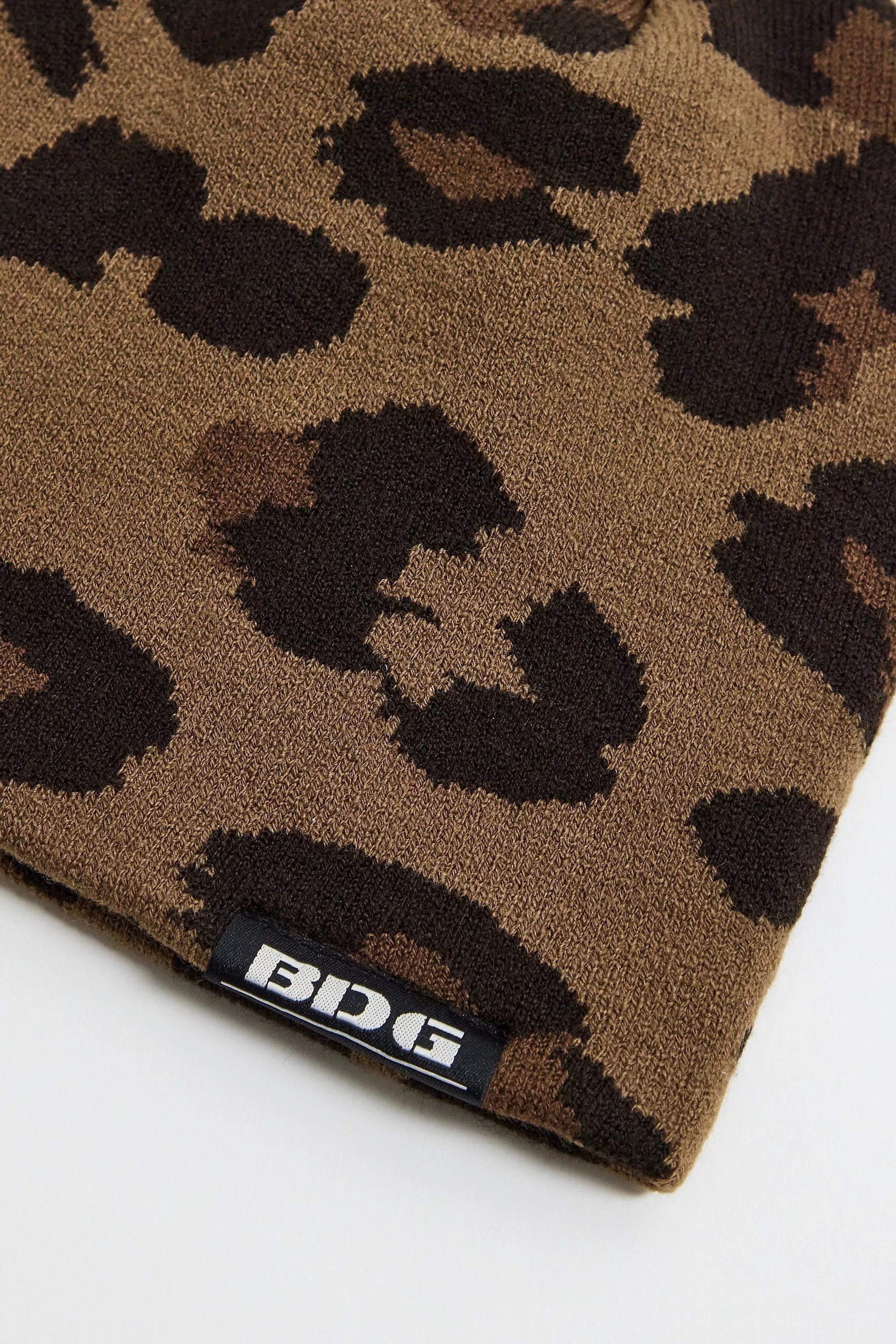 Brown UO Leopard Beanie, BRN, large image number 1