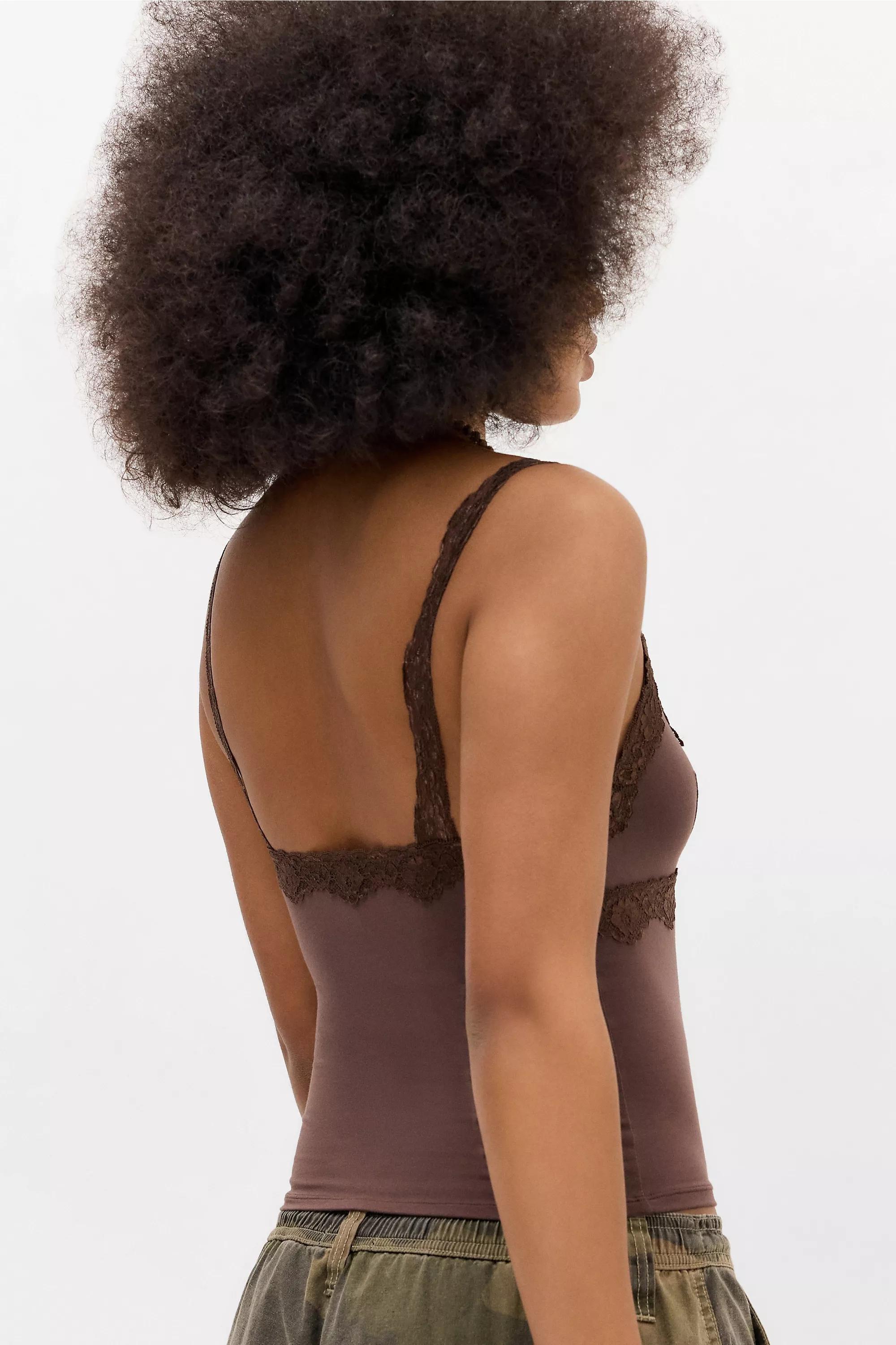 Brown Out From Under Lace Trim Cami Top, , large image number 3