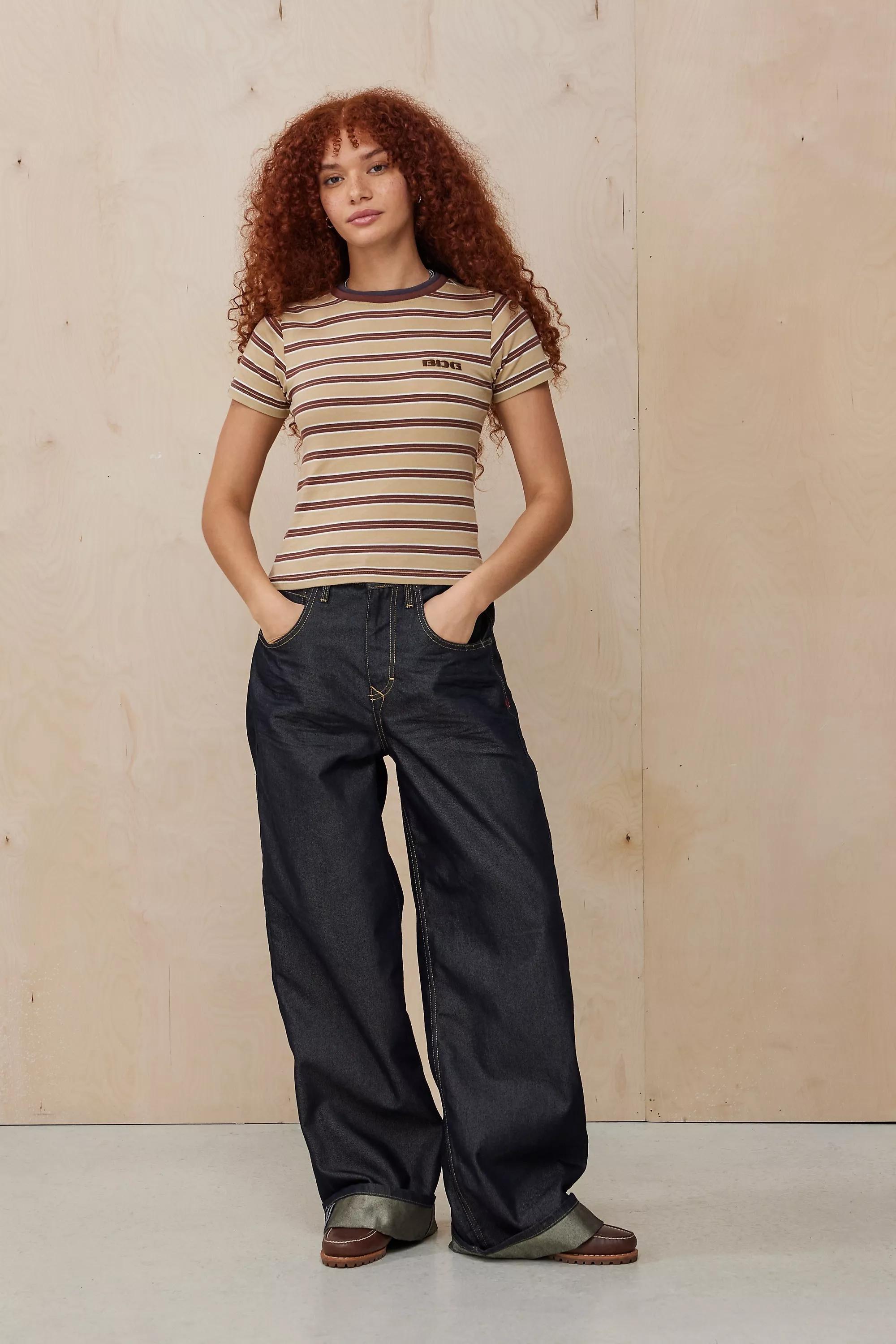 Beige Bdg Stripe T-Shirt, , large image number 0