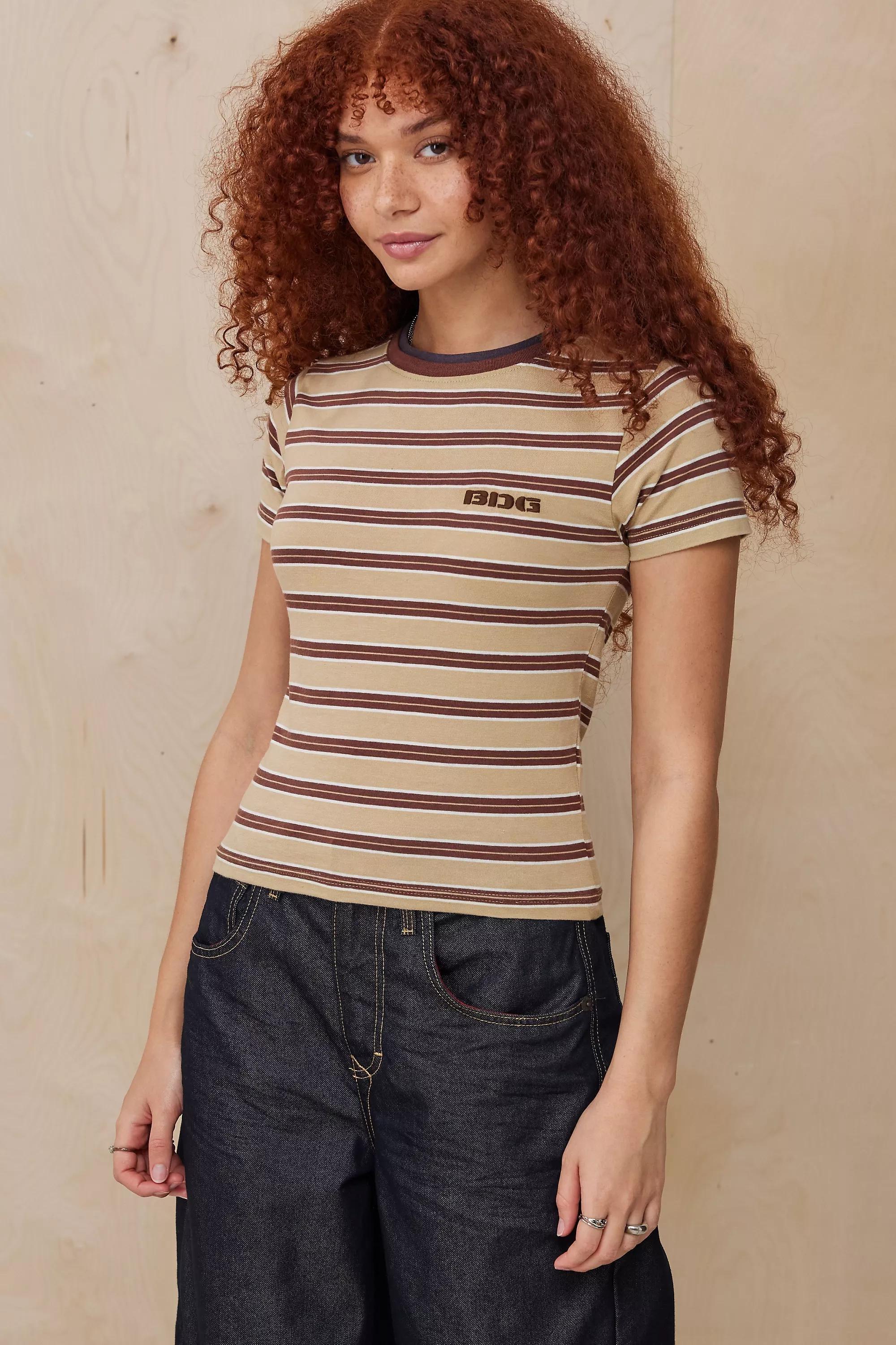 Beige Bdg Stripe T-Shirt, , large image number 1