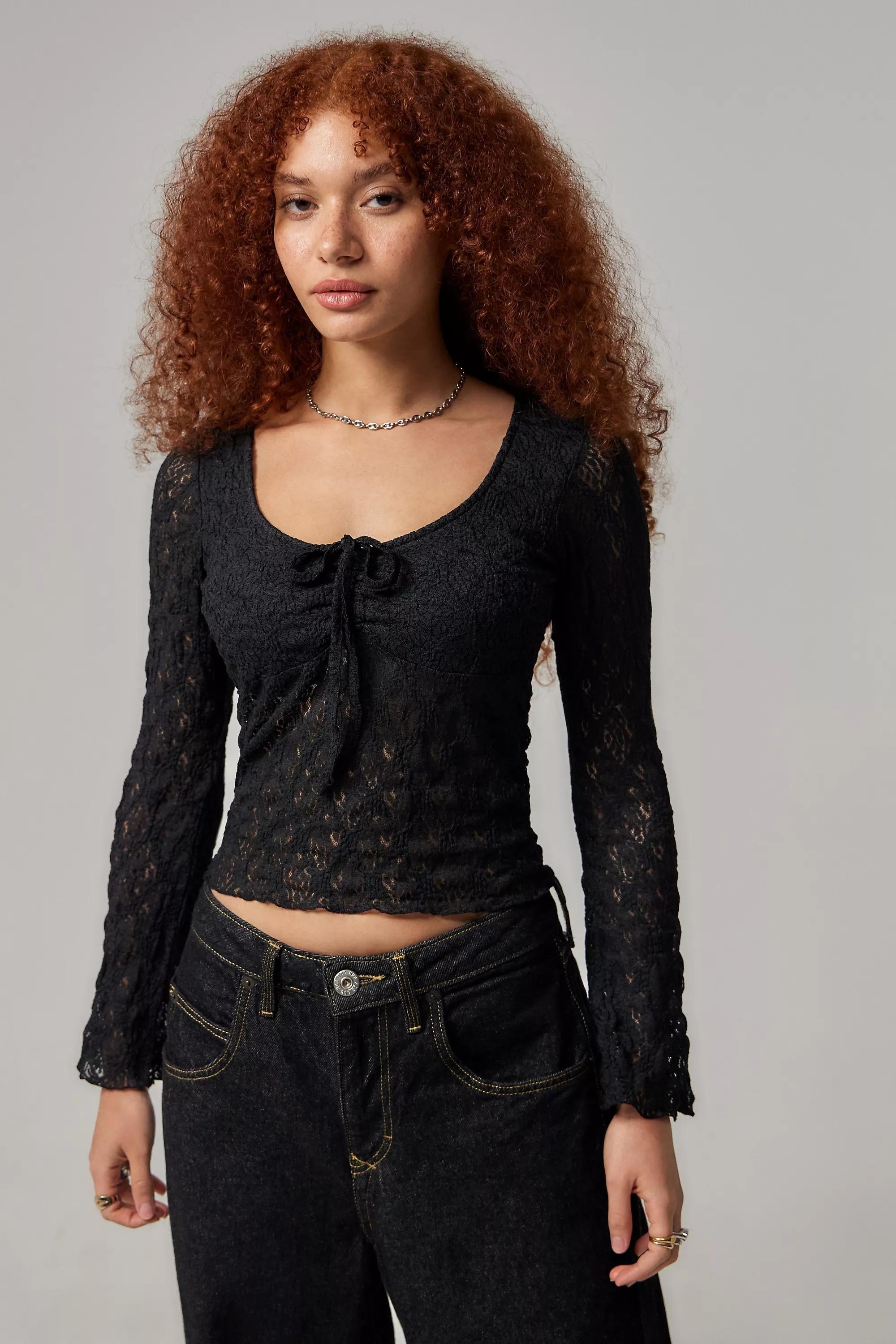 Black Kimchi Blue Laced Top, , large image number 0