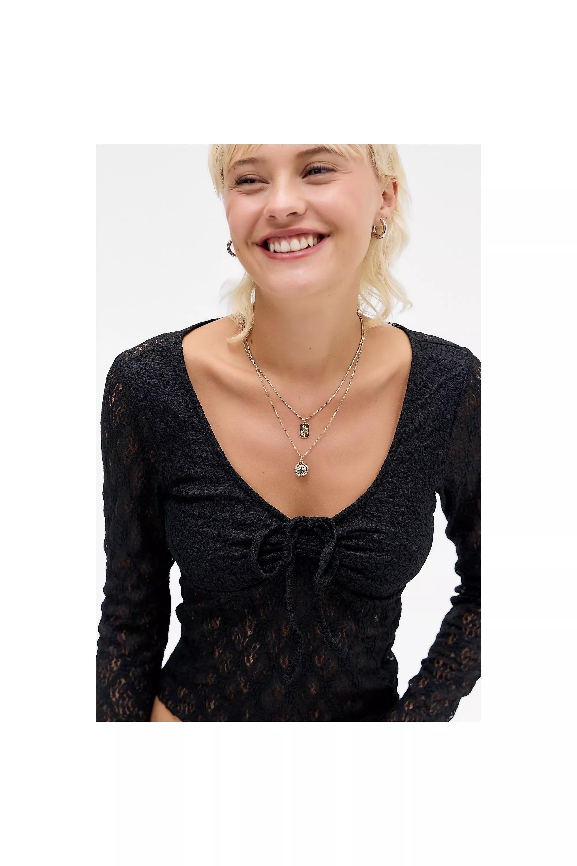 Black Kimchi Blue Laced Top, BLK, large image number 1