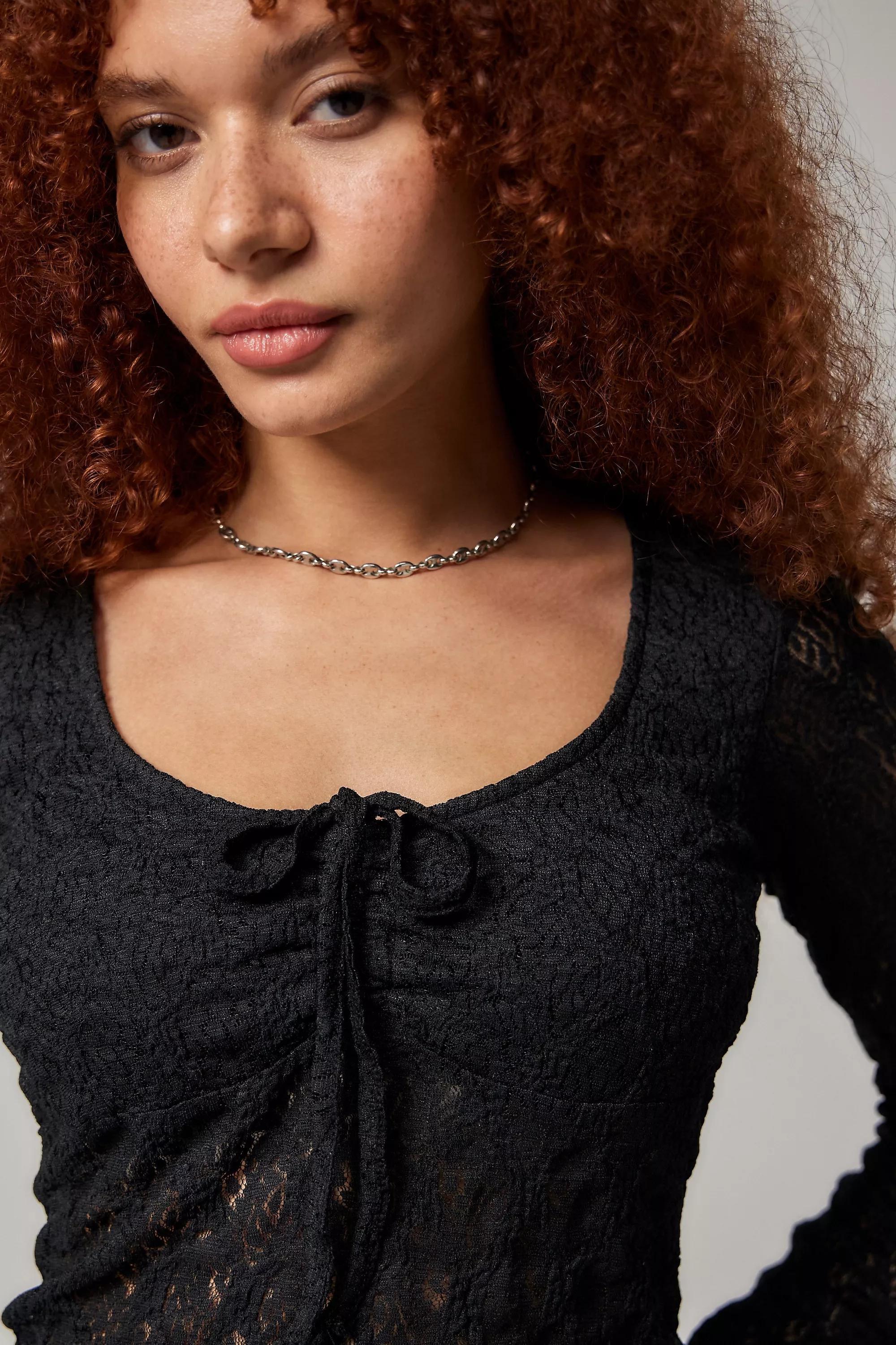 Black Kimchi Blue Laced Top, , large image number 2