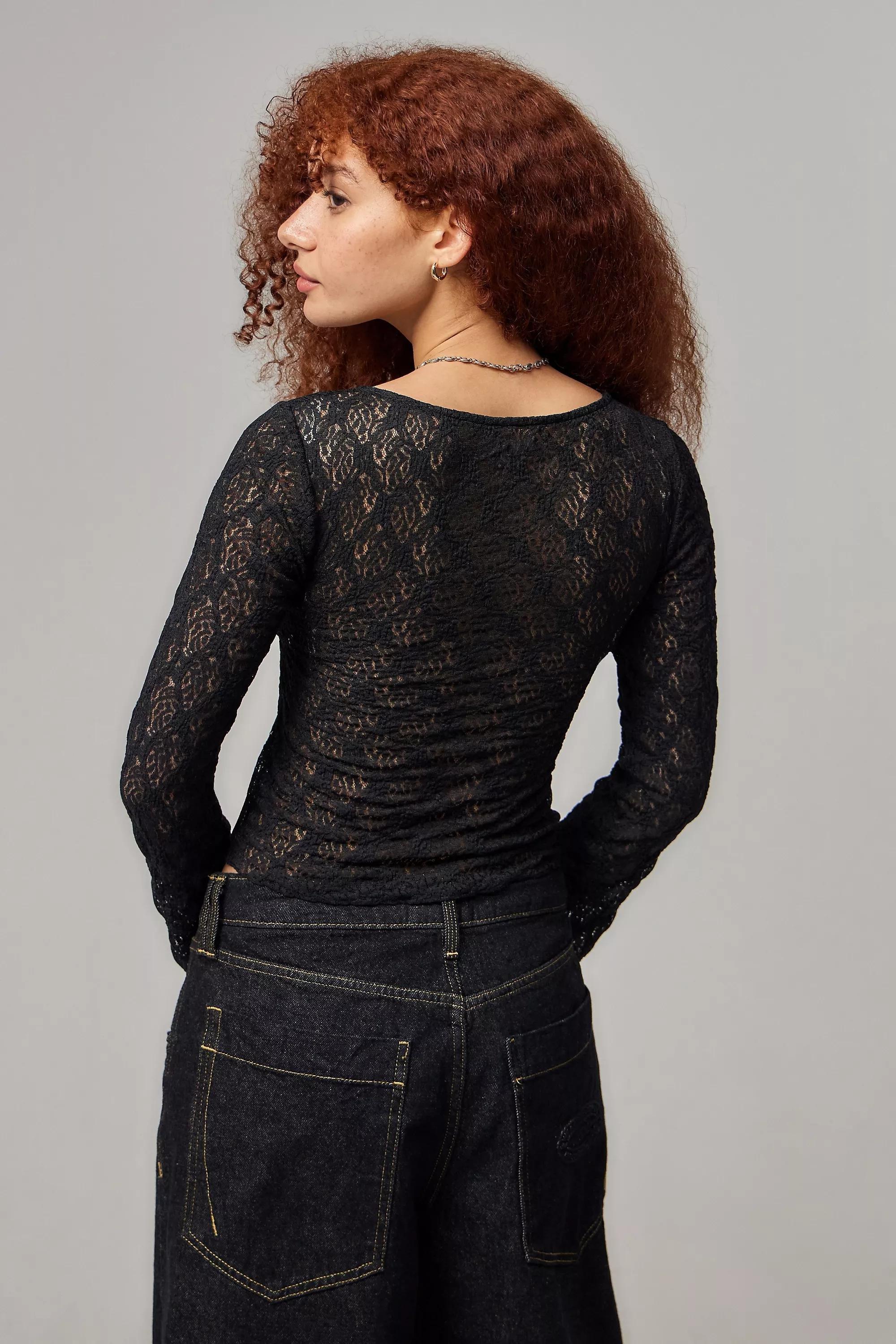 Black Kimchi Blue Laced Top, , large image number 3