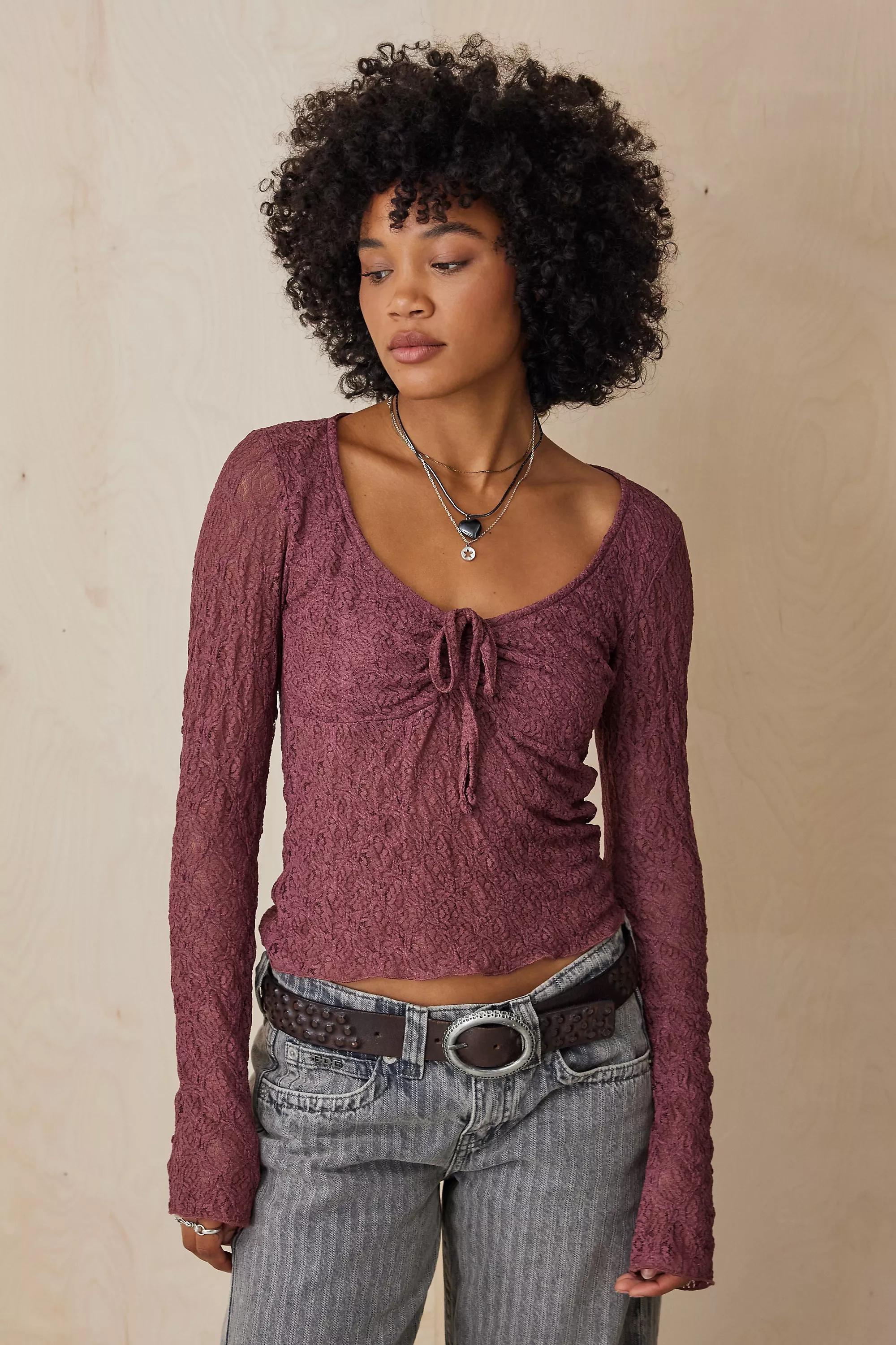 Pink Kimchi Blue Quinn Lace Top, , large image number 0