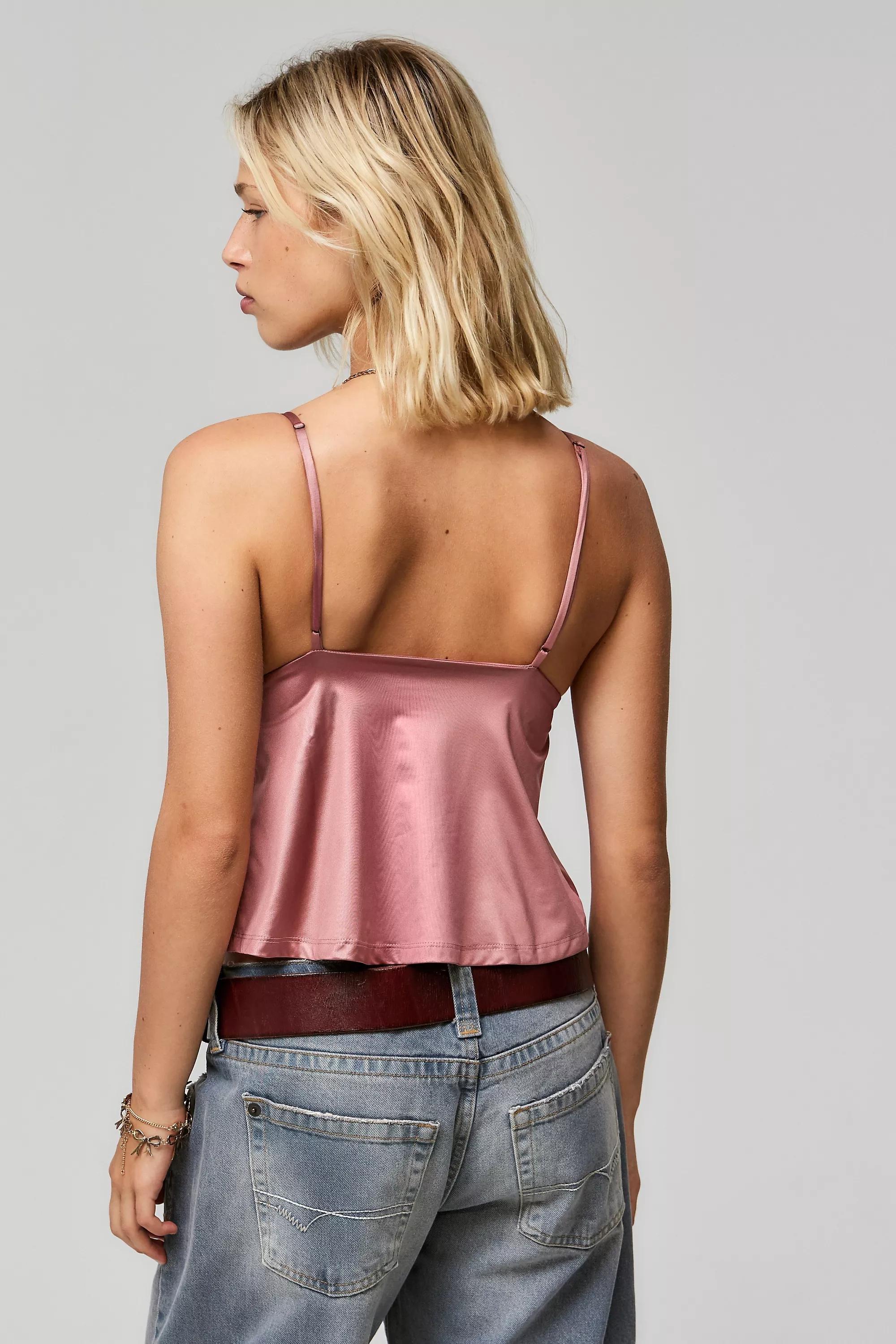 Pink Kimchi Blue Erica Flyaway Satin Cami, , large image number 3