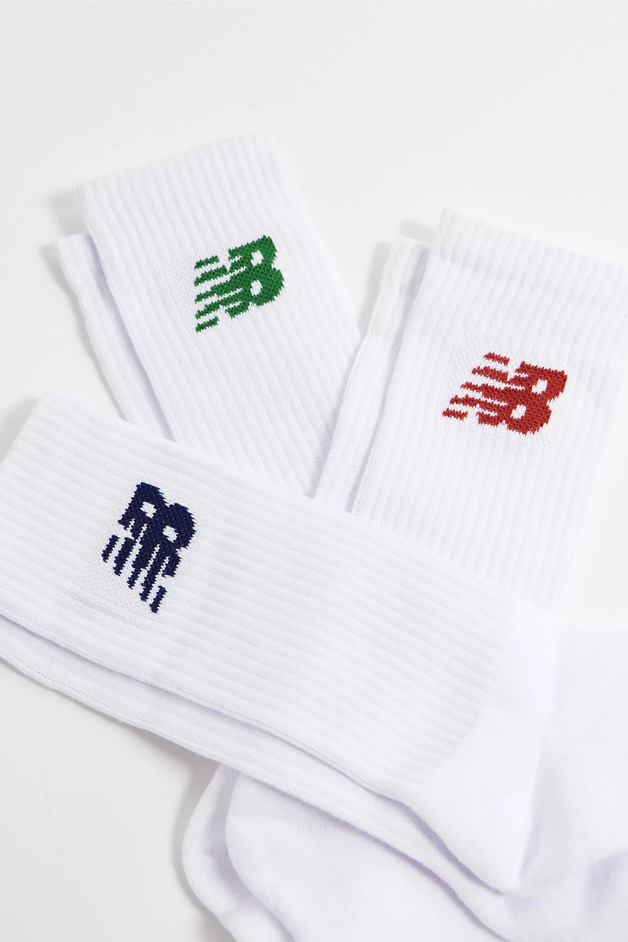 White New Balance Logo Socks 3-Pack, WHT, large image number 1
