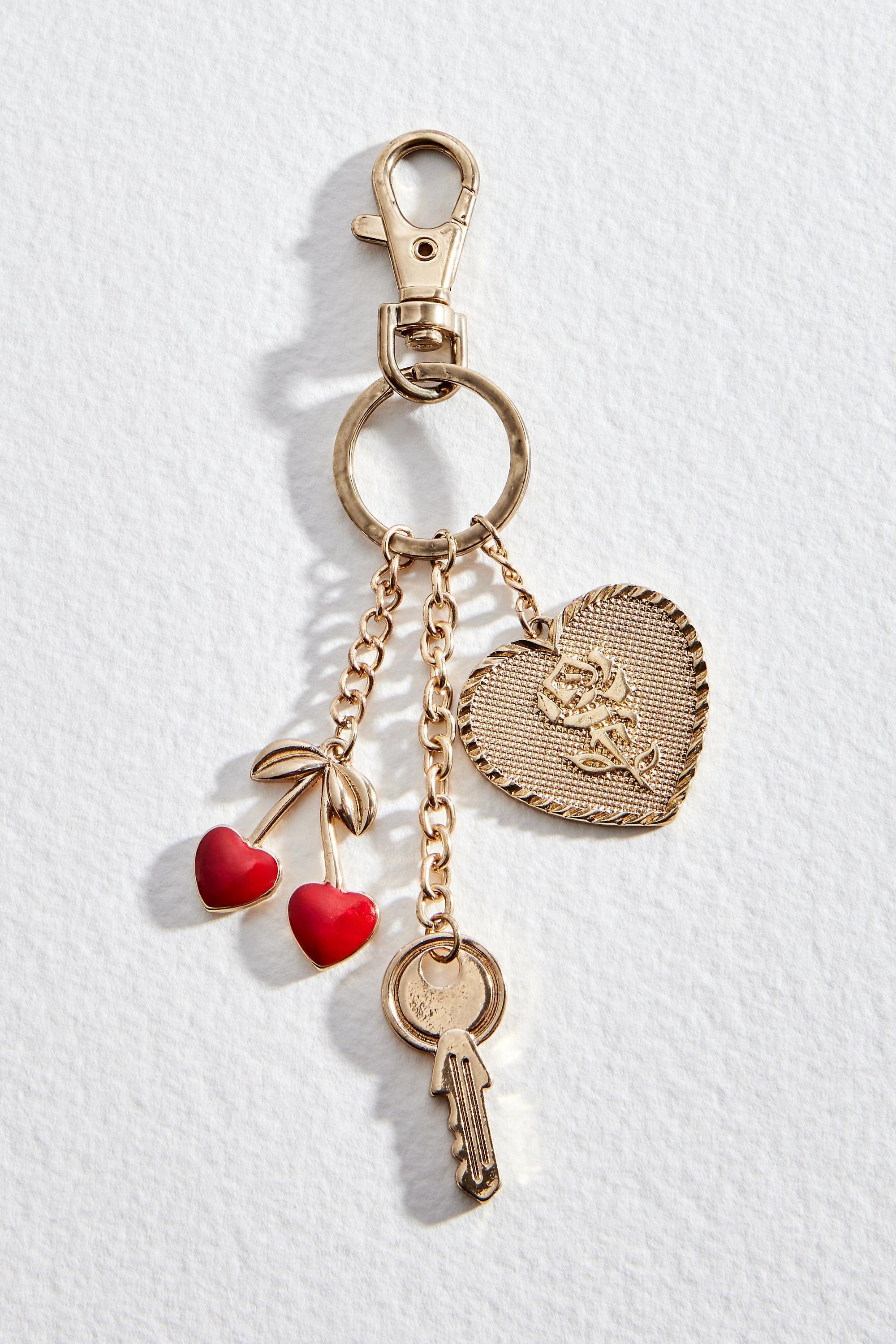 Silver Uo Cherry Charm Keyring, SLVR, large image number 0