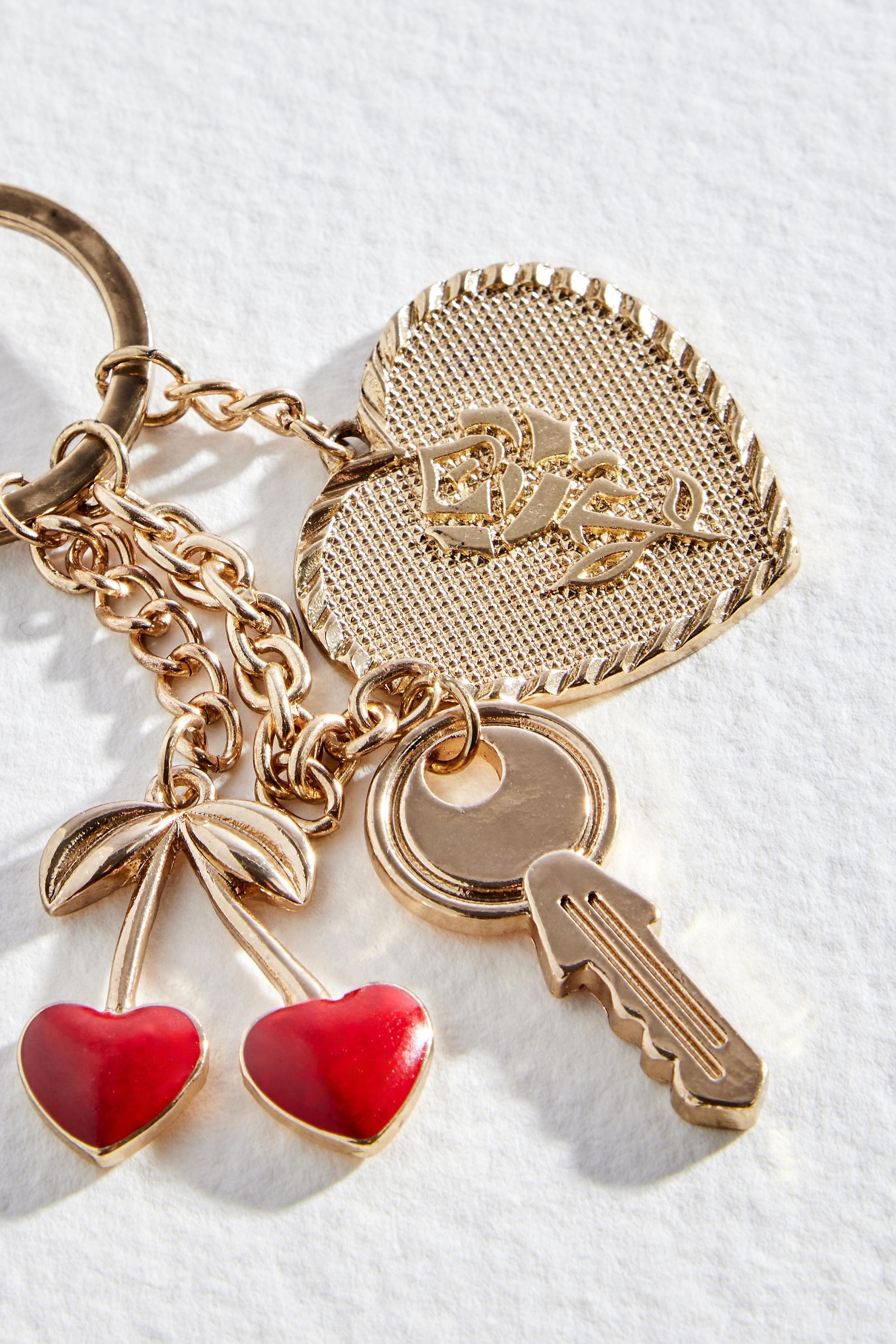 Silver Uo Cherry Charm Keyring, SLVR, large image number 1