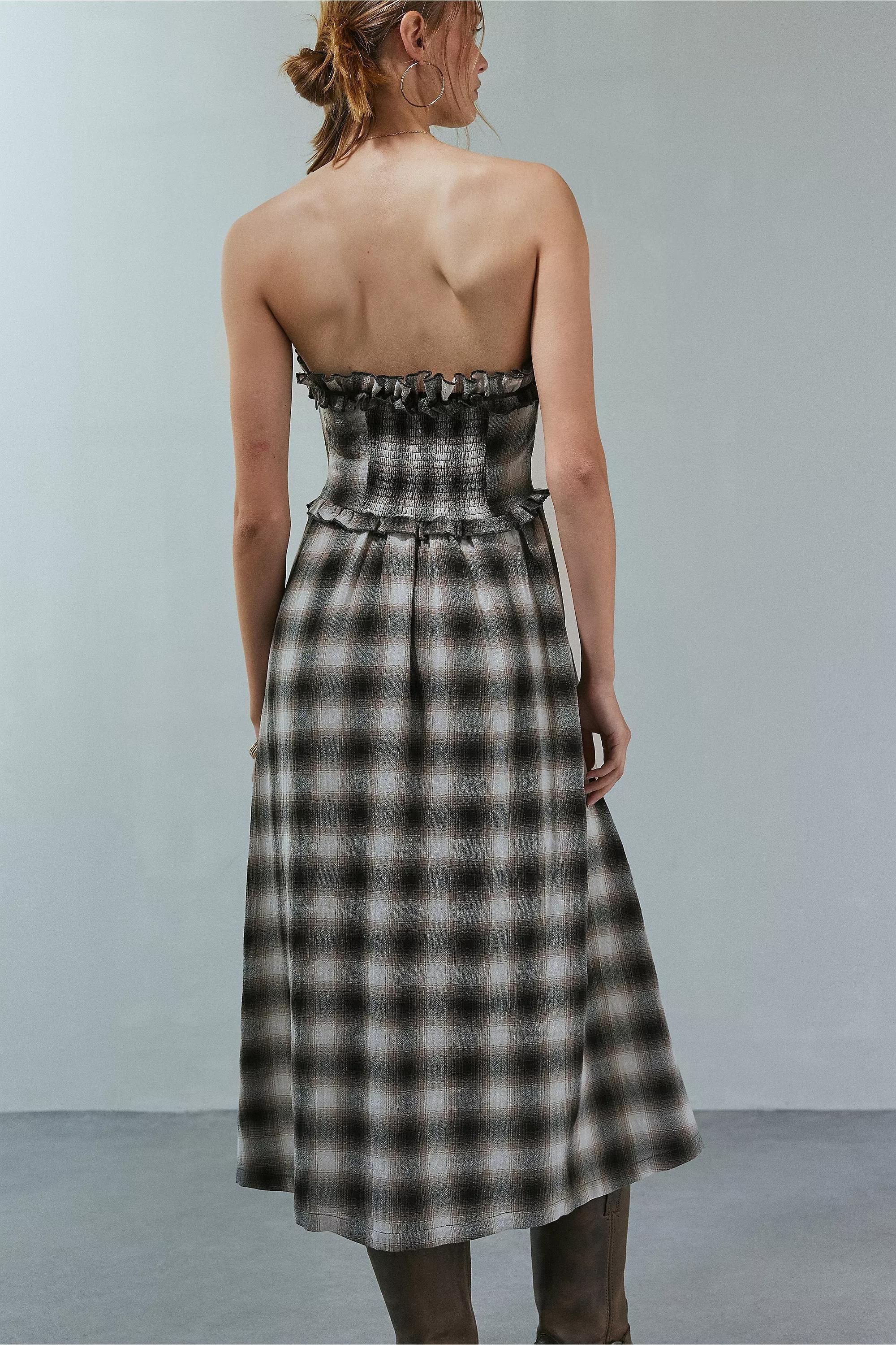 Brown Kimchi Blue Plaid Midi Dress, , large image number 4