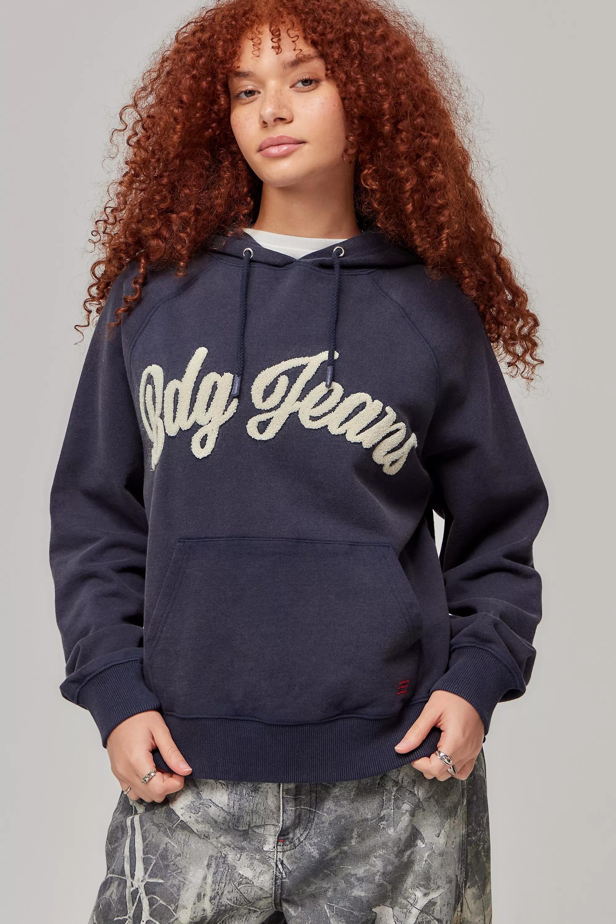Navy Bdg Script Applique Hoodie, , large image number 1