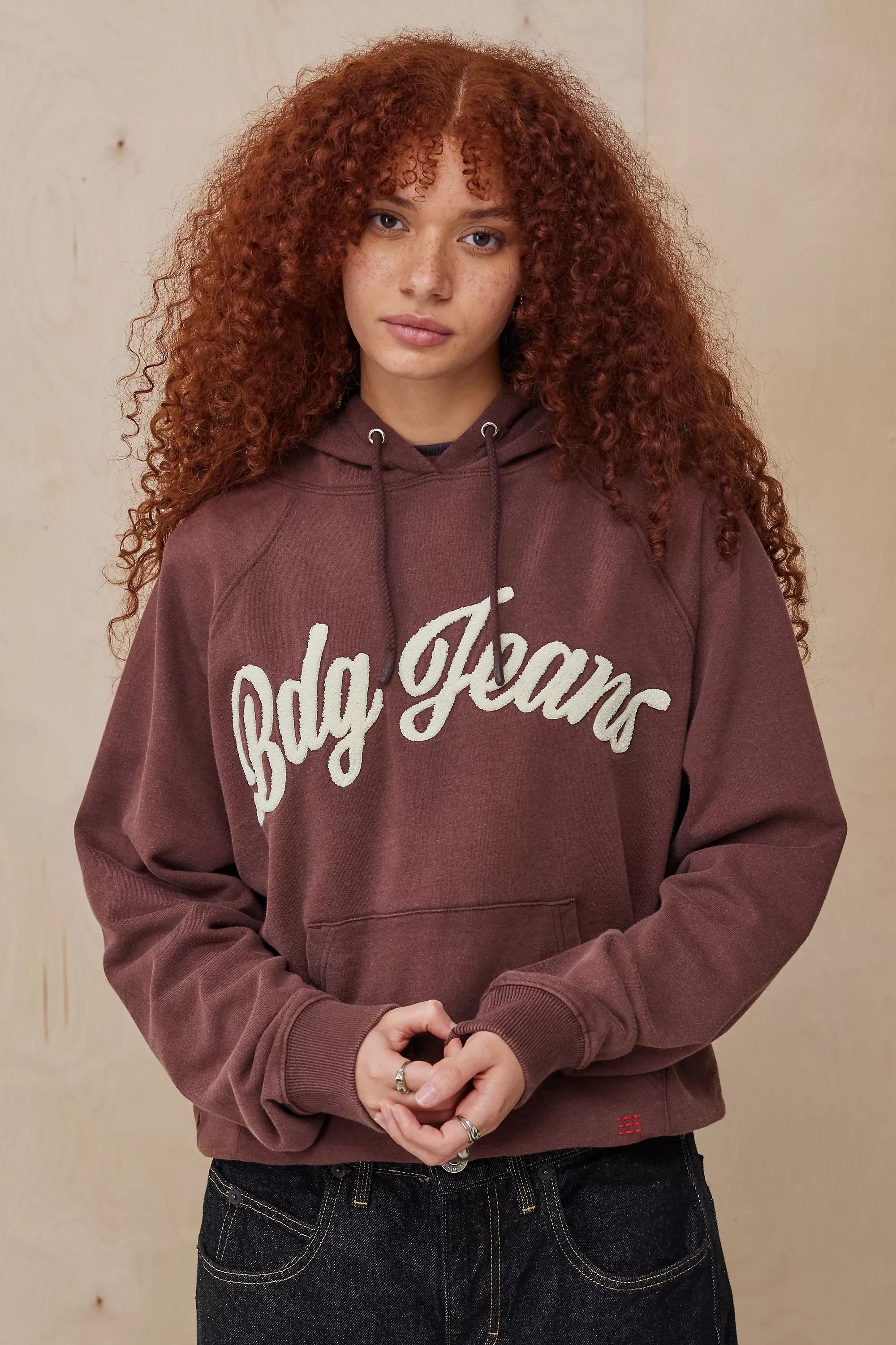Brown Bdg Script Applique Hoodie, , large image number 1