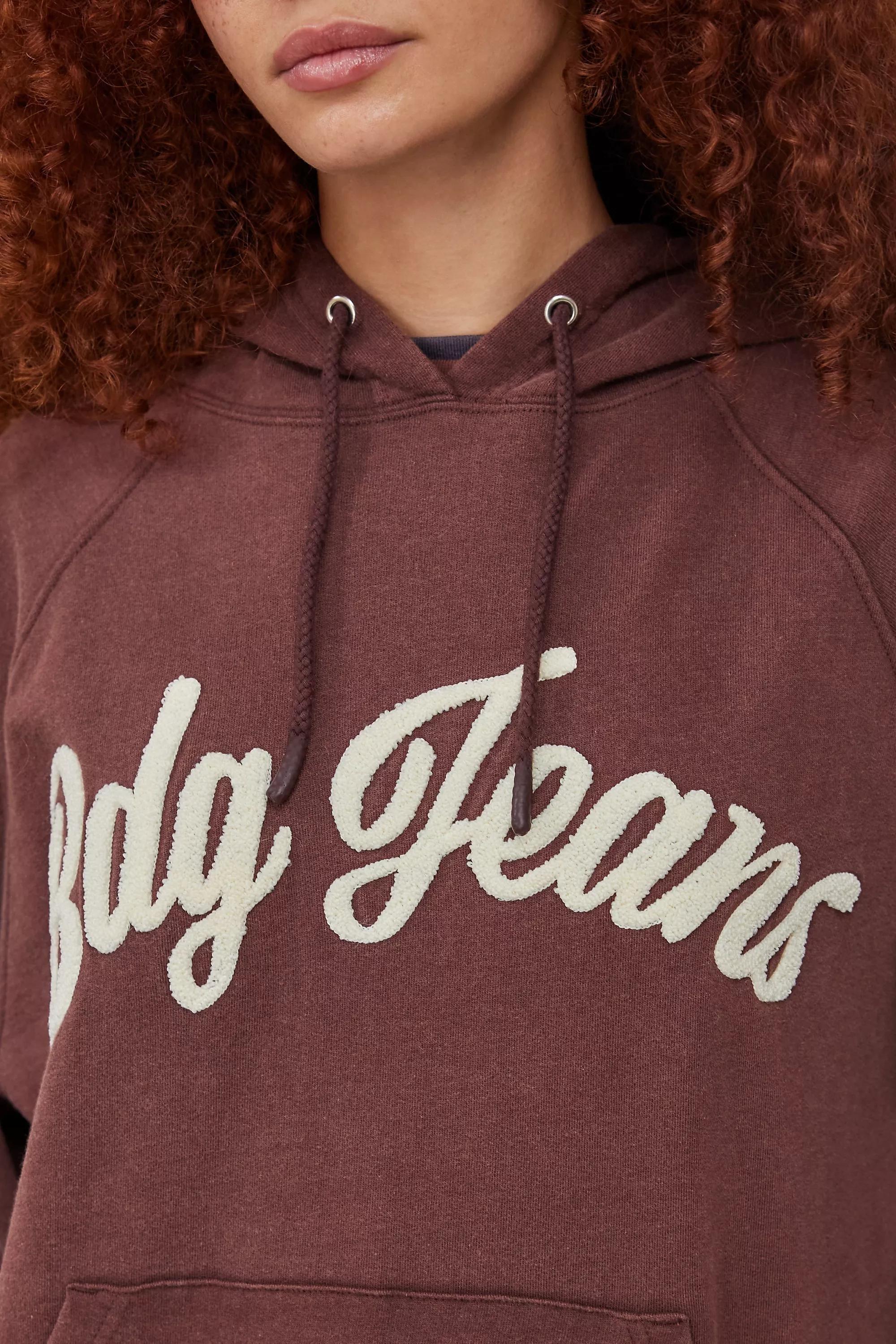 Brown Bdg Script Applique Hoodie, , large image number 2
