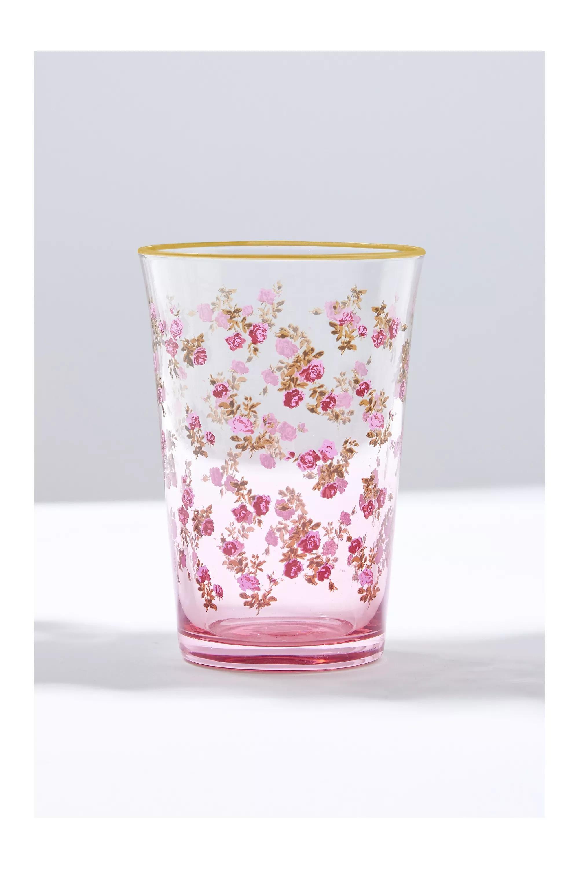 Pink Rose Glass Tumbler, PINK, large image number 2