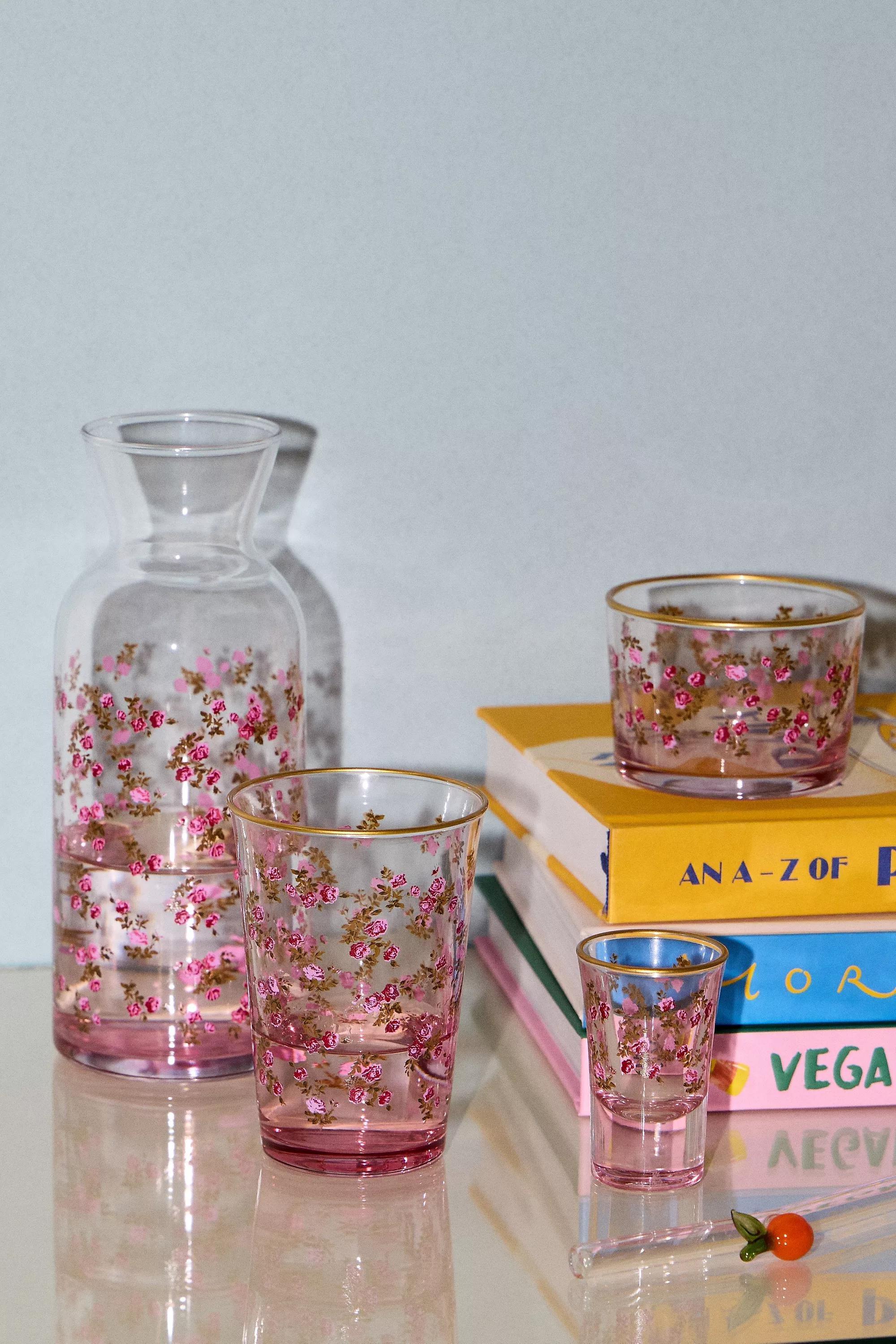 Pink Rose Glass Tumbler, PINK, large image number 2