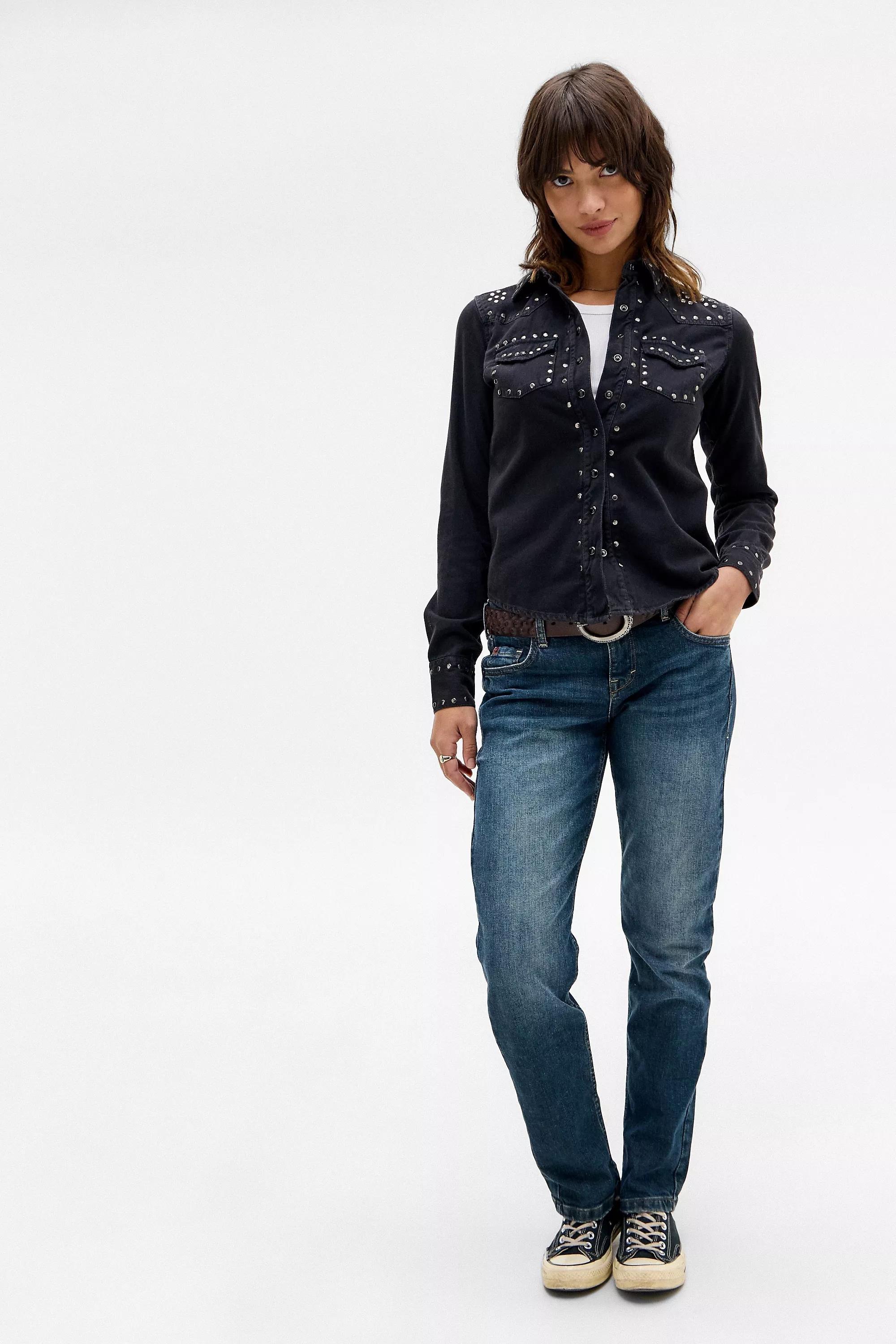 Navy Denim Bdg Cigarette Jeans, , large image number 1