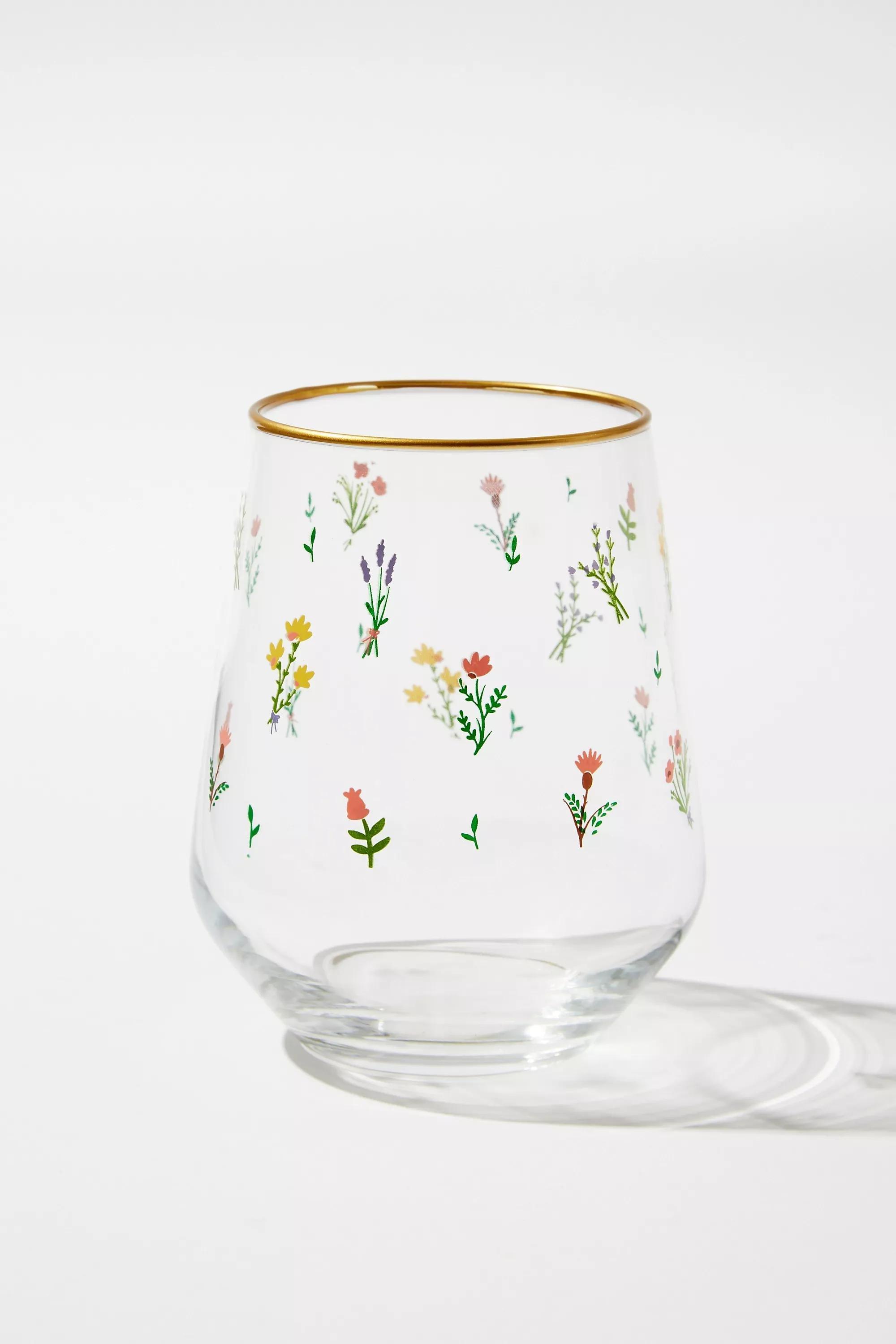 Multicolour Nora Floral Glass Tumbler, ASSORT, large image number 0