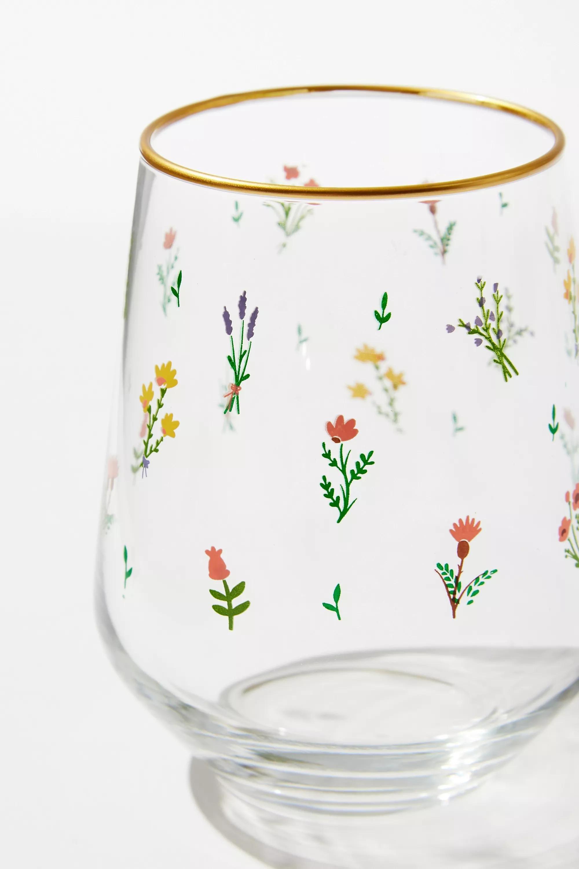 Multicolour Nora Floral Glass Tumbler, ASSORT, large image number 1