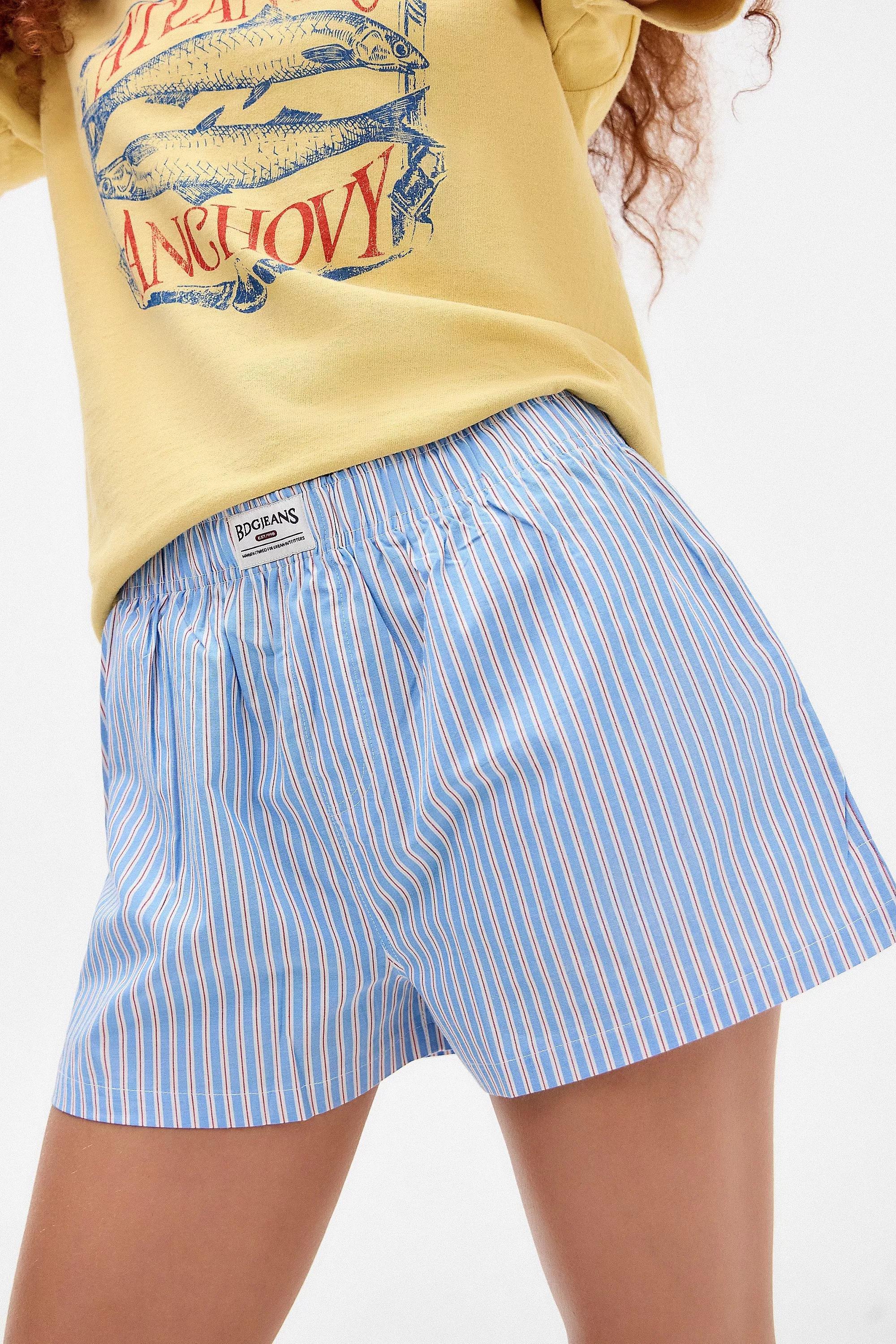 Blue Striped Cotton Boxer Shorts, BLUE, large image number 1