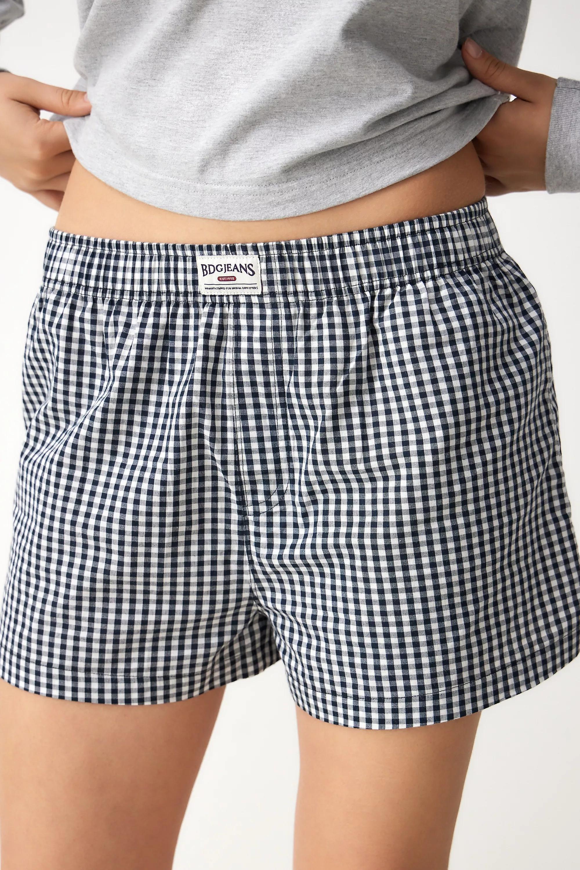 Black Bdg Gingham Boxer Shorts, BLK, medium