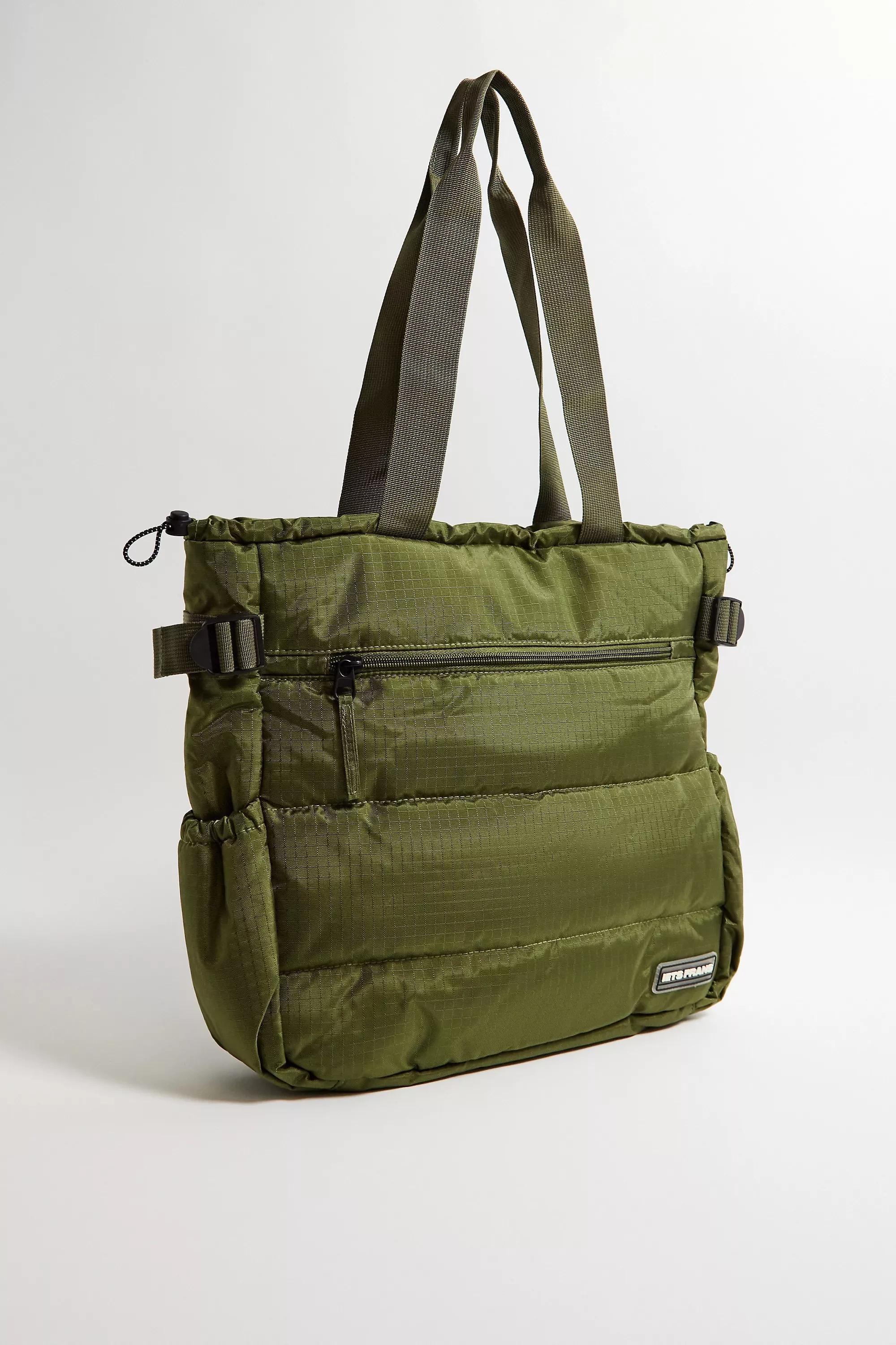 Khaki Iets Frans...Grid Tote Bag, KHAKI, large image number 1