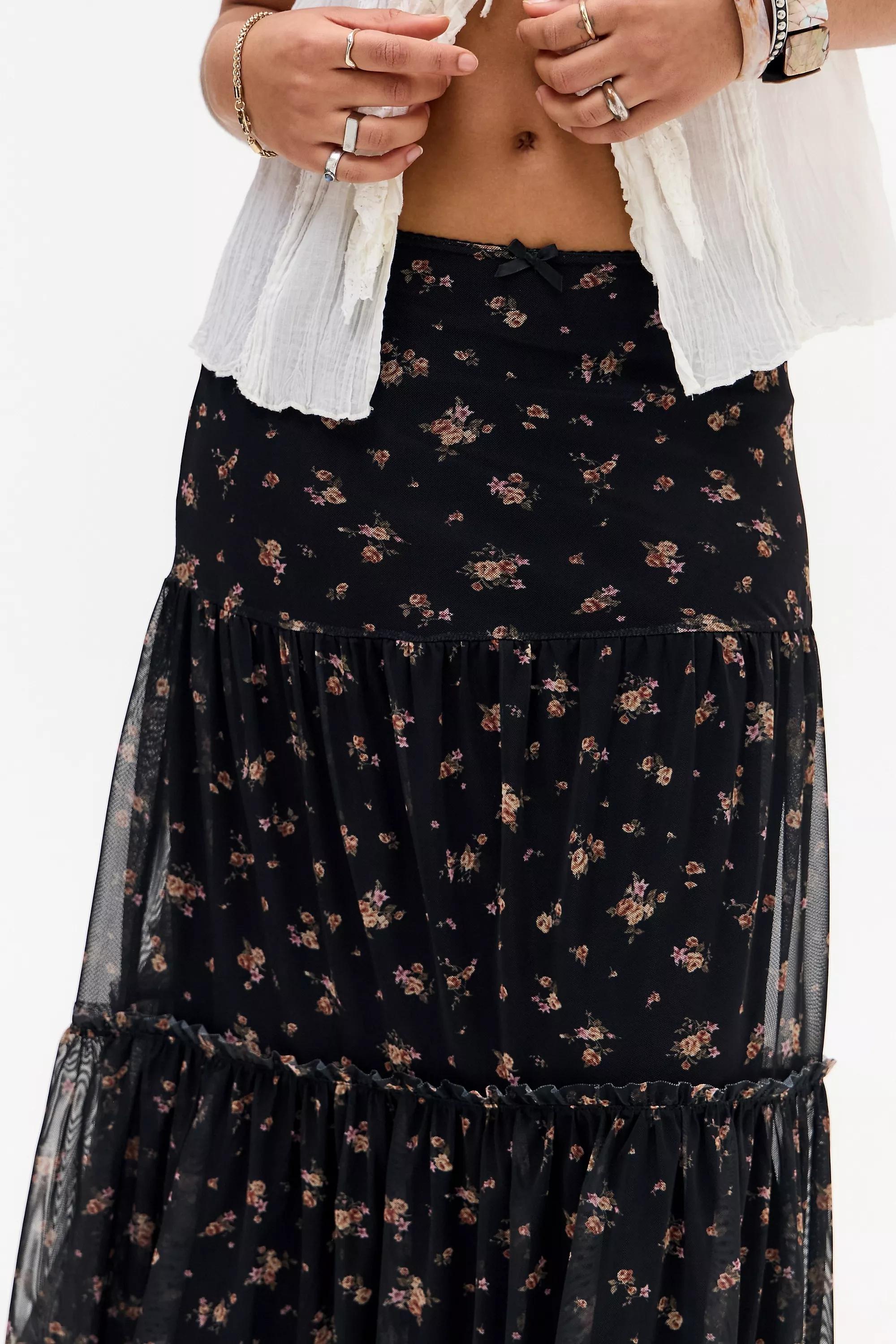 Black Kimchi Blue Mesh Maxi Skirt, , large image number 2