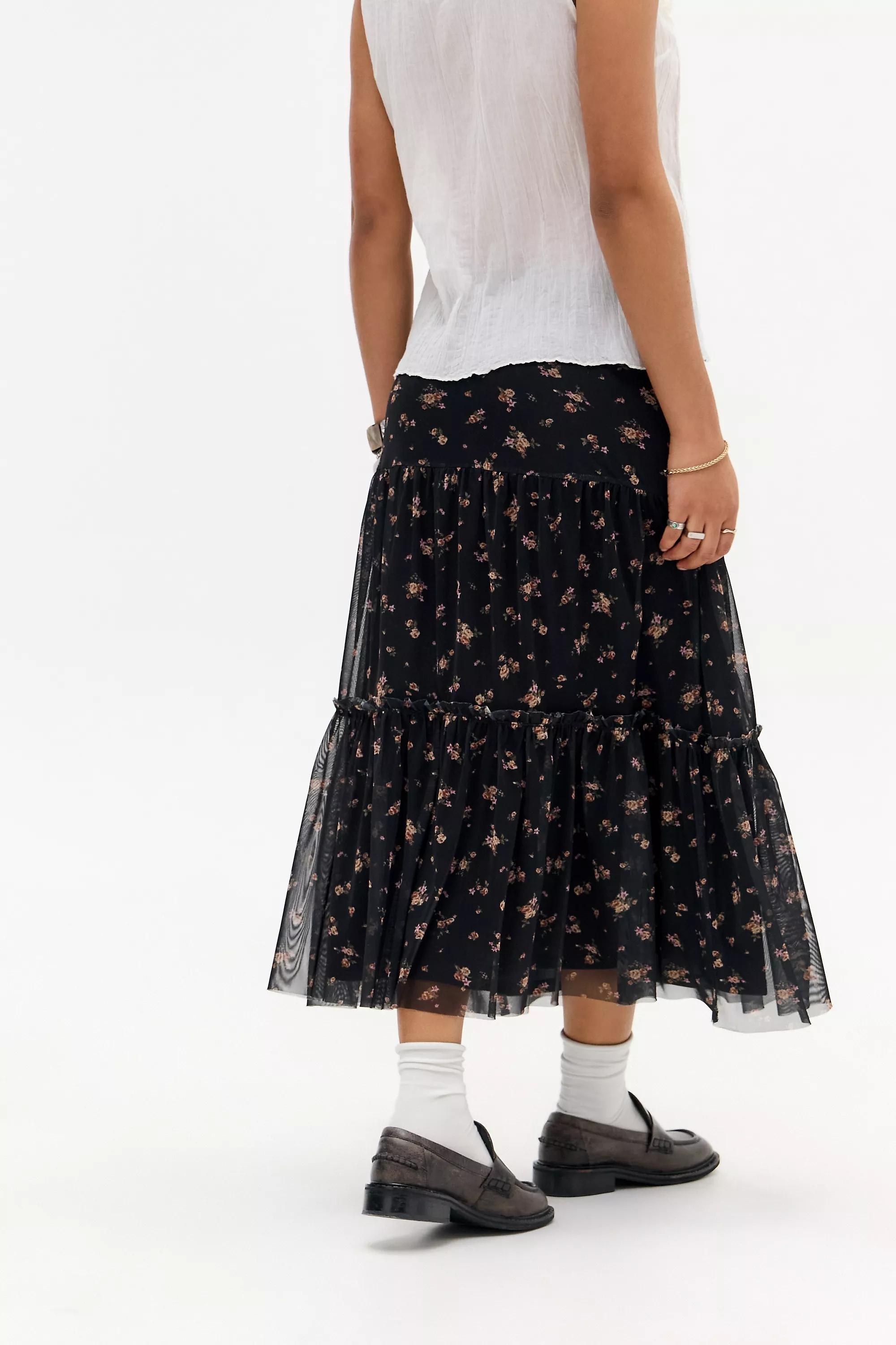 Black Kimchi Blue Mesh Maxi Skirt, , large image number 3