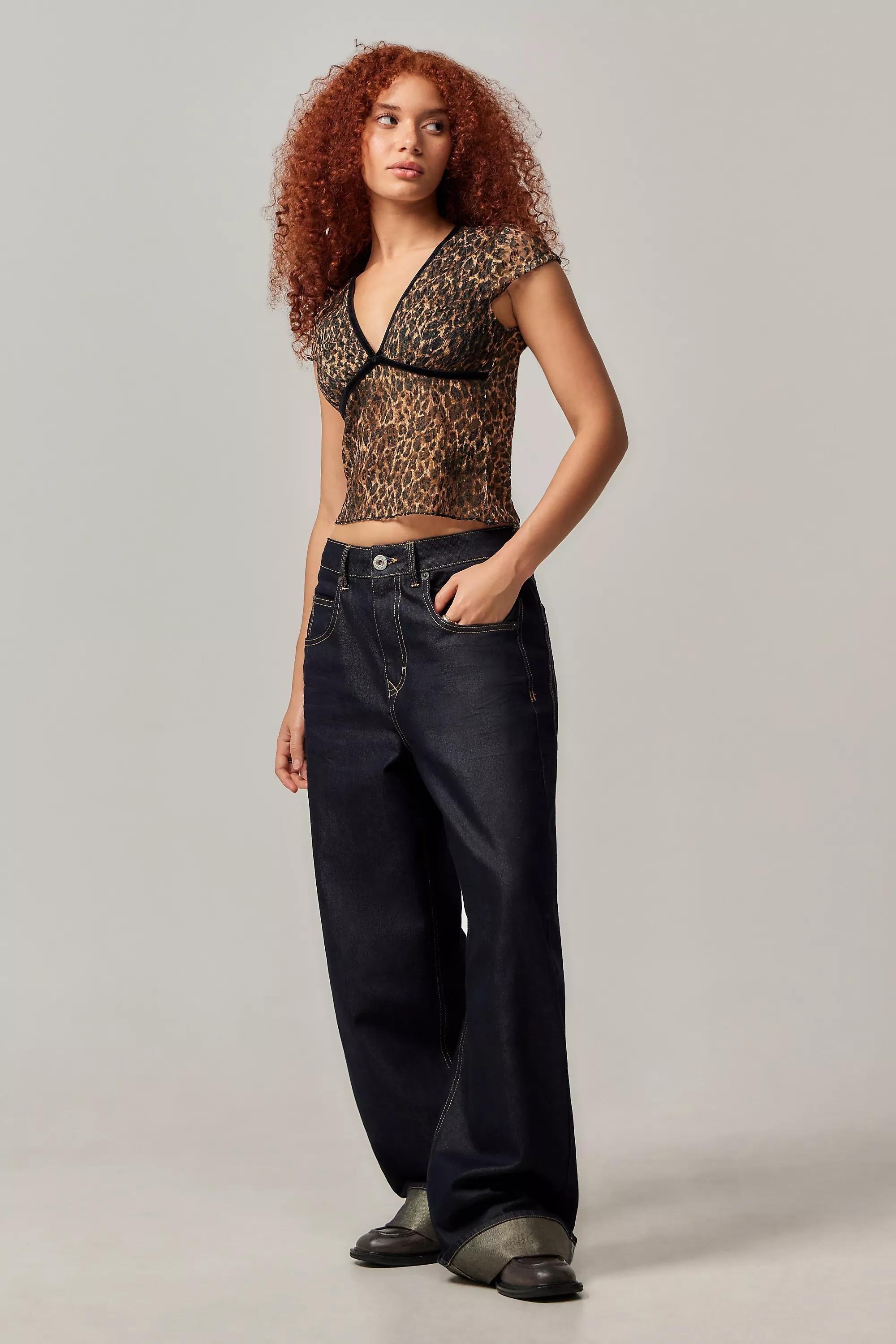 Brown Kimchi Blue Madison Leopard Blouse, , large image number 1