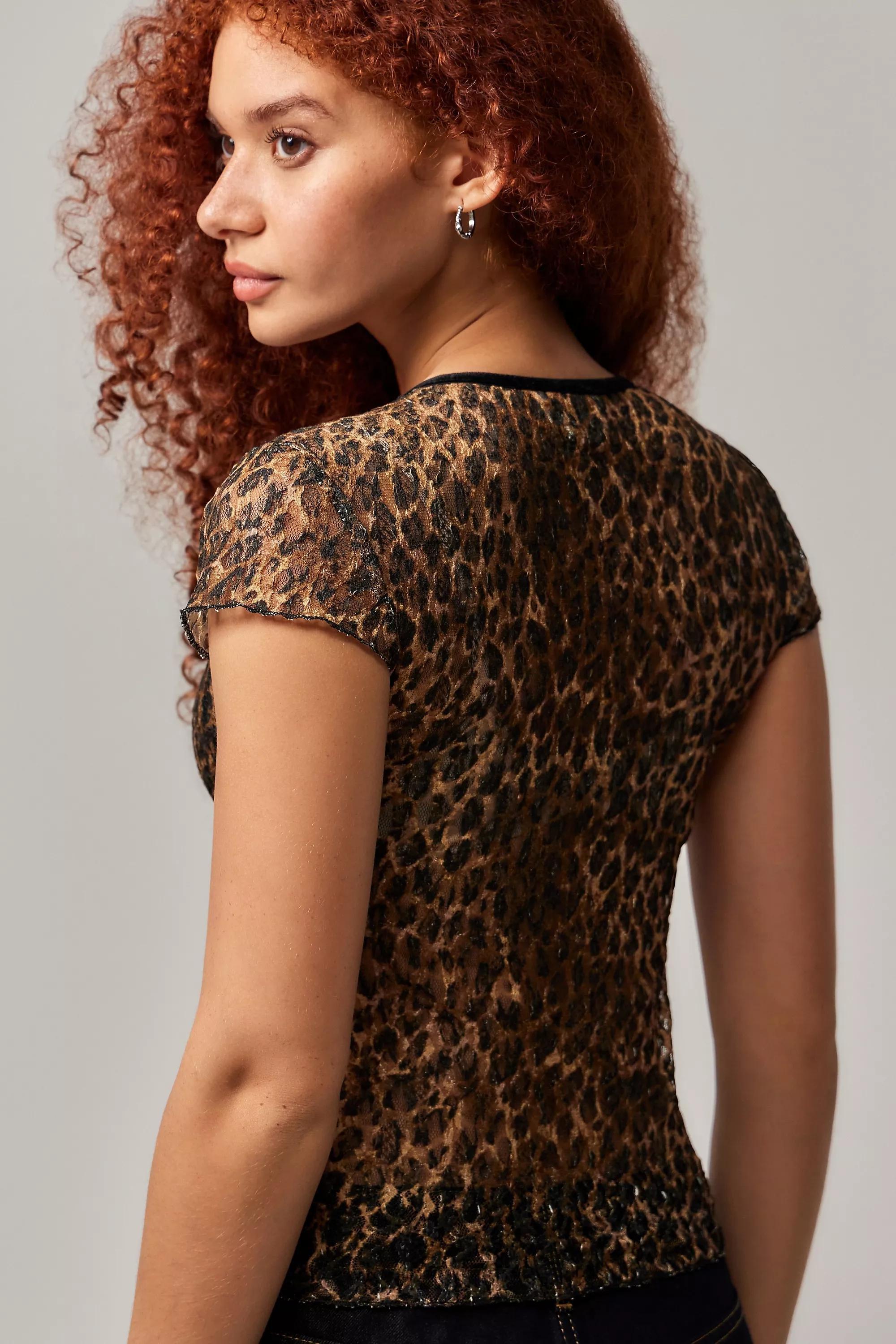 Brown Kimchi Blue Madison Leopard Blouse, , large image number 3