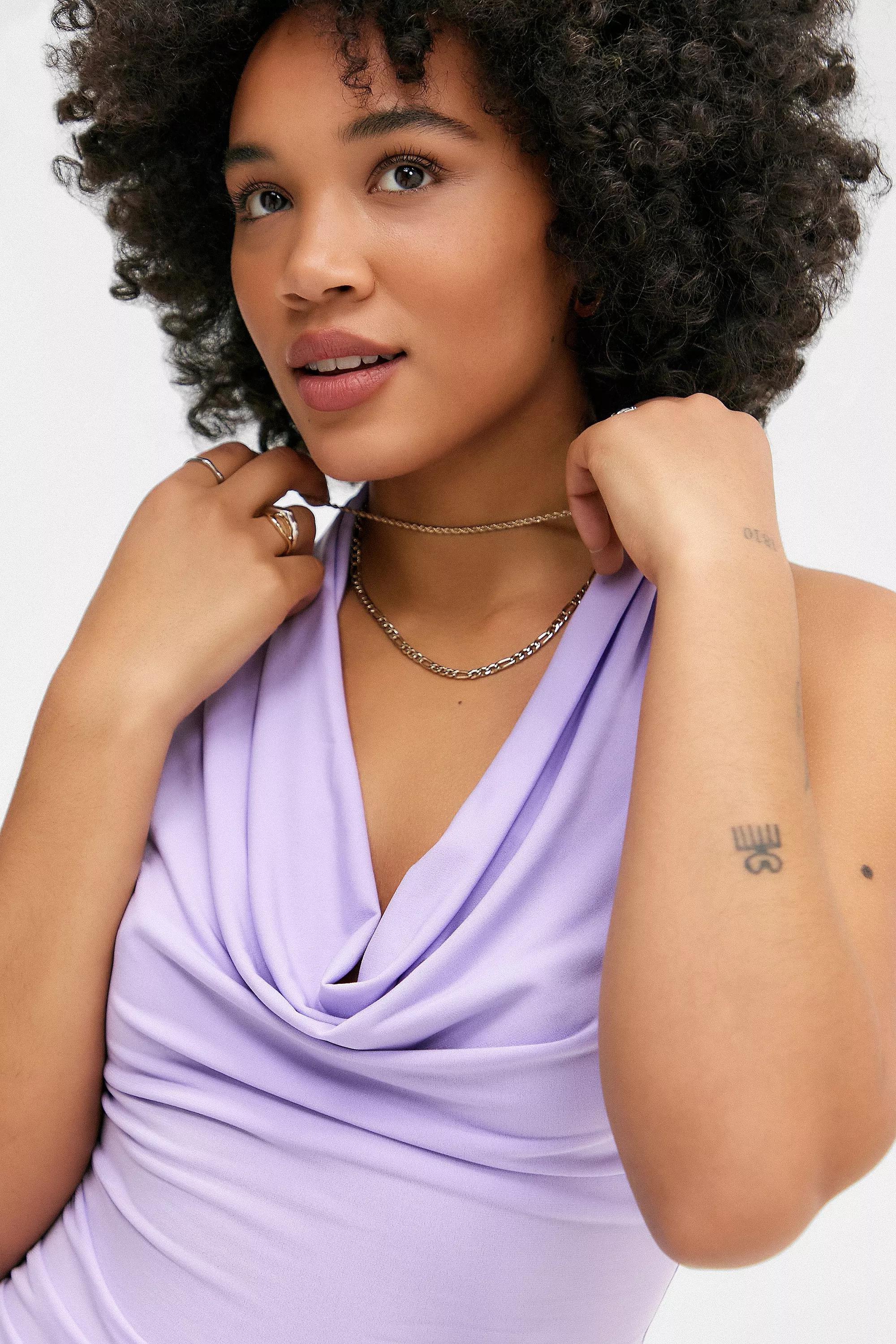 Purple Silence + Noise Coyote Cowl Halter Top, LILAC, large image number 3