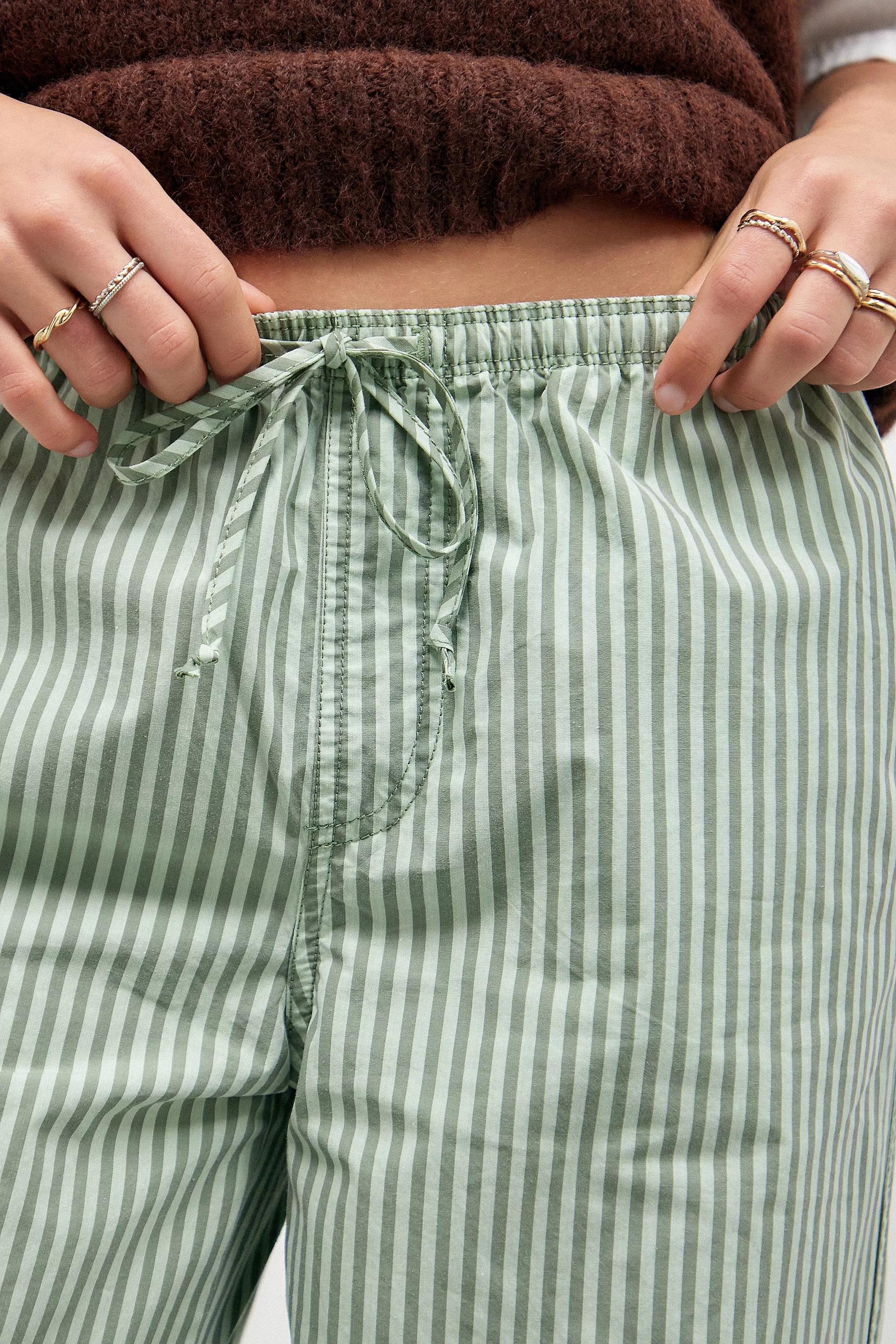 Green Bdg Striped Pull On Trousers, , large image number 2