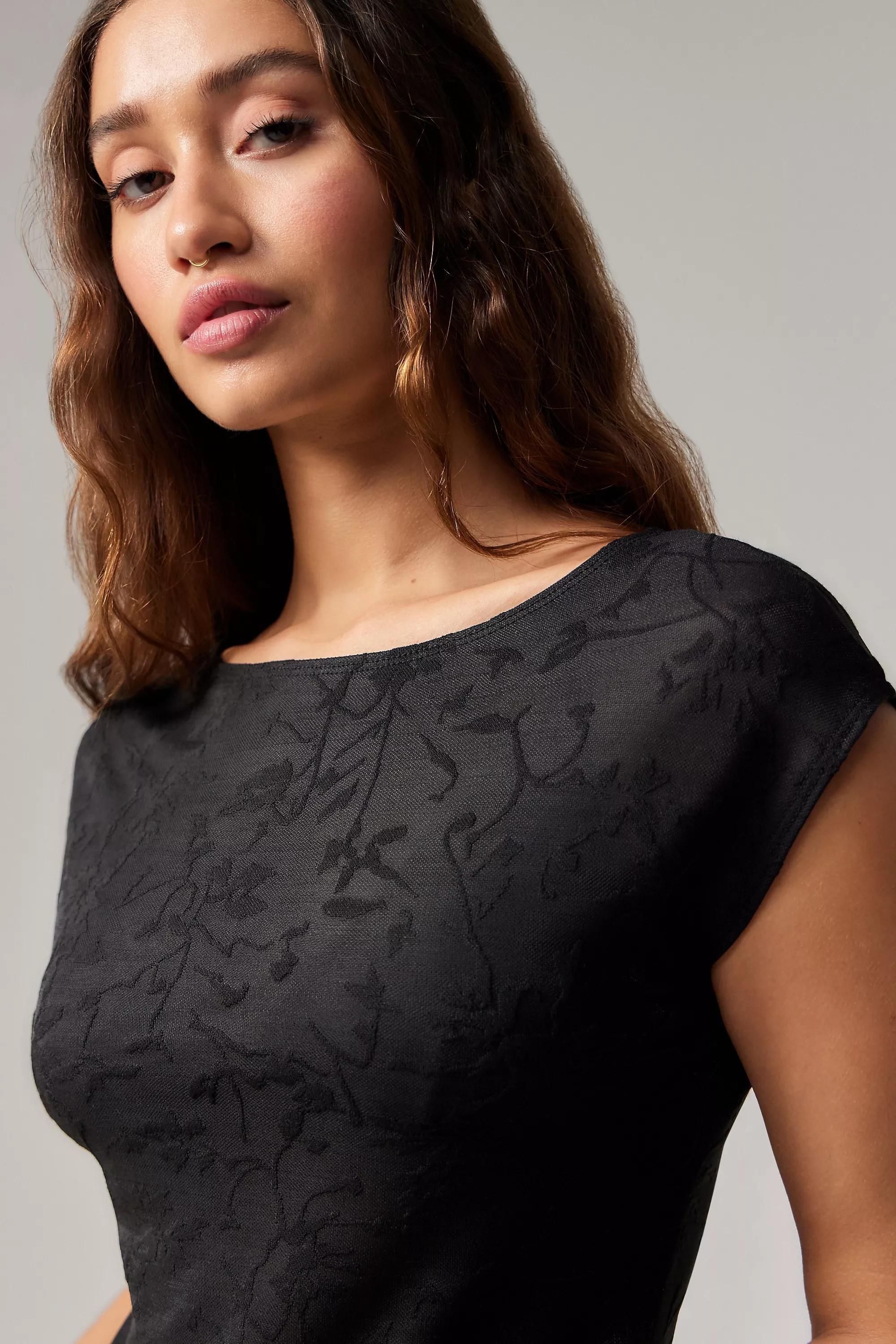 Black Motel Nova Floral Mesh Top, , large image number 1