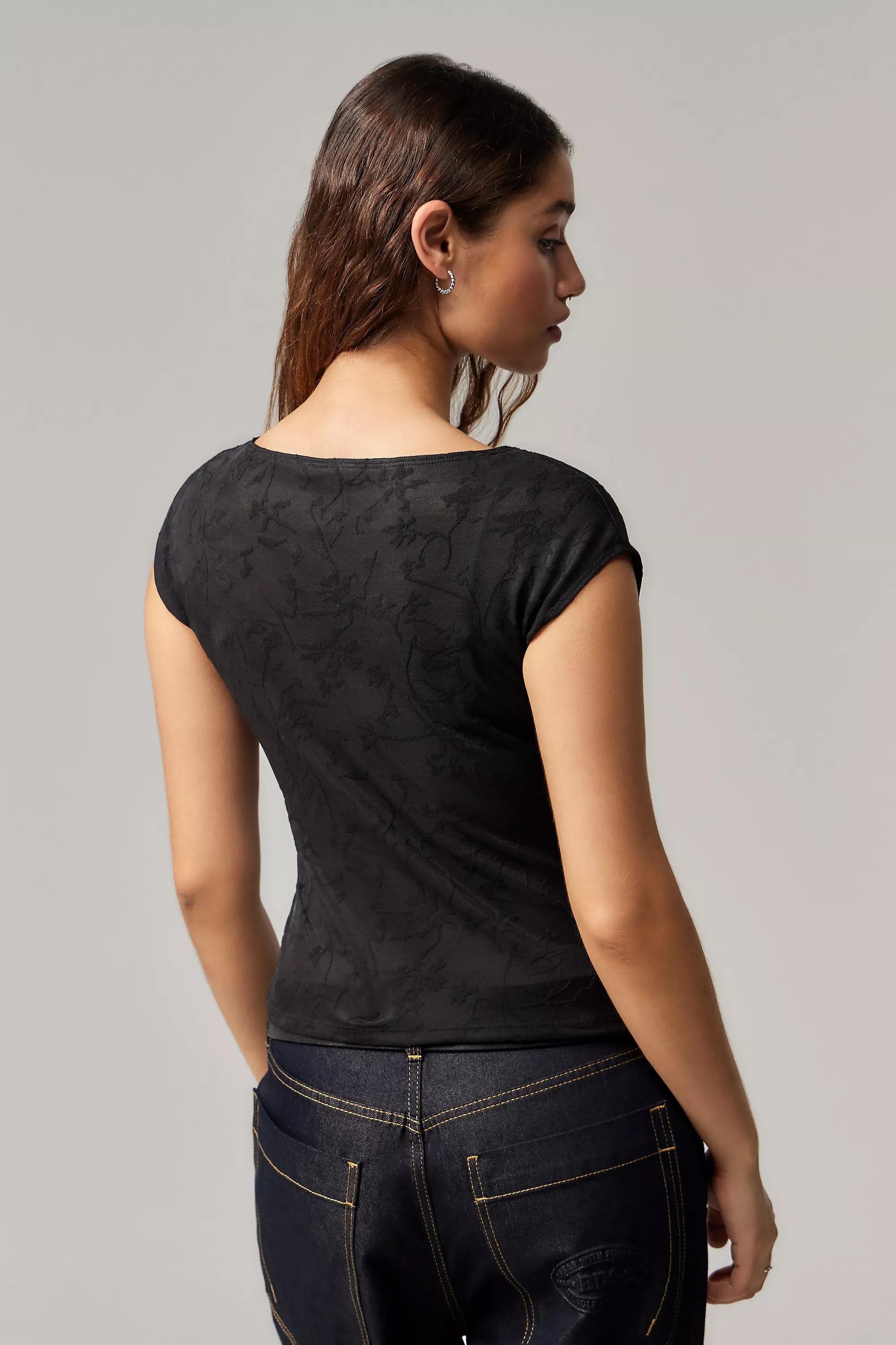 Black Motel Nova Floral Mesh Top, , large image number 2