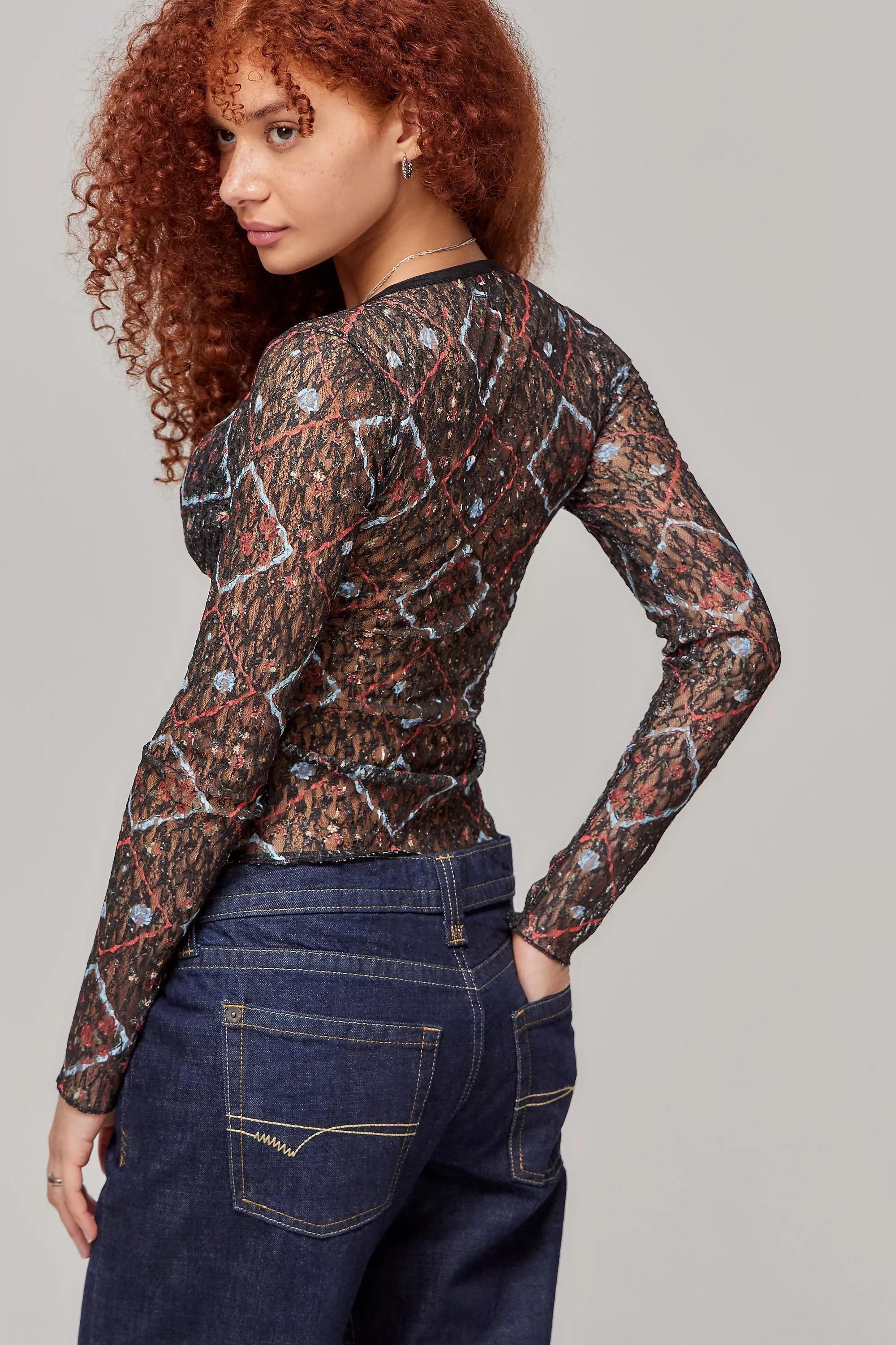 Black Kimchi Blue Madison Patchwork Top, , large image number 3