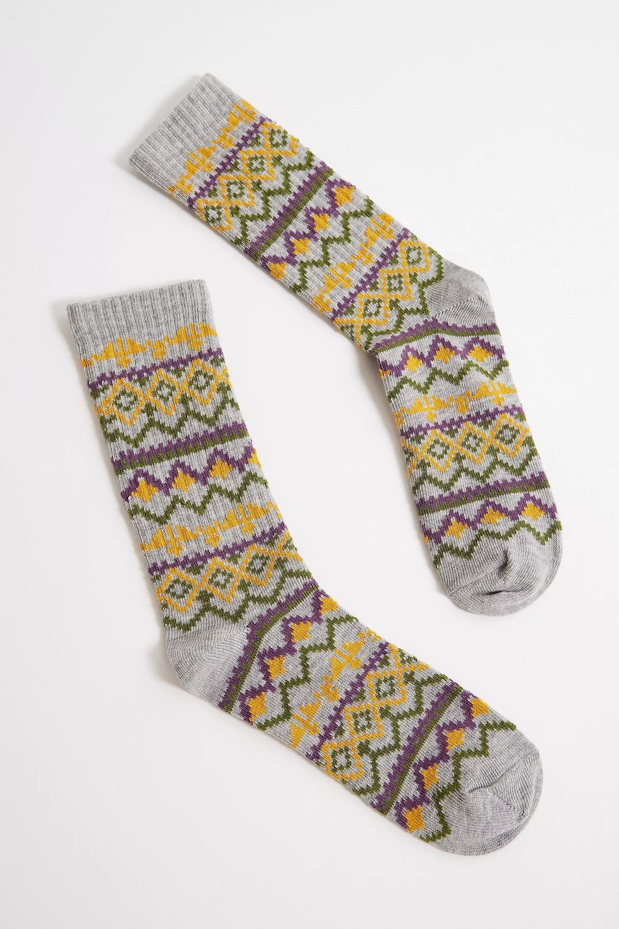 Grey Fair Isle Socks, GREY, large image number 0